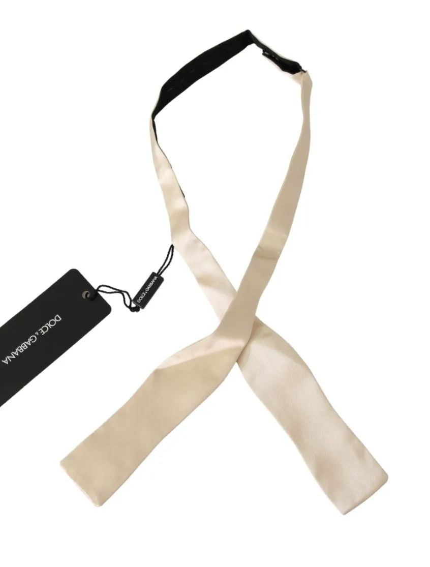 Dolce & Gabbana Men's Elegant Beige Silk Bowtie