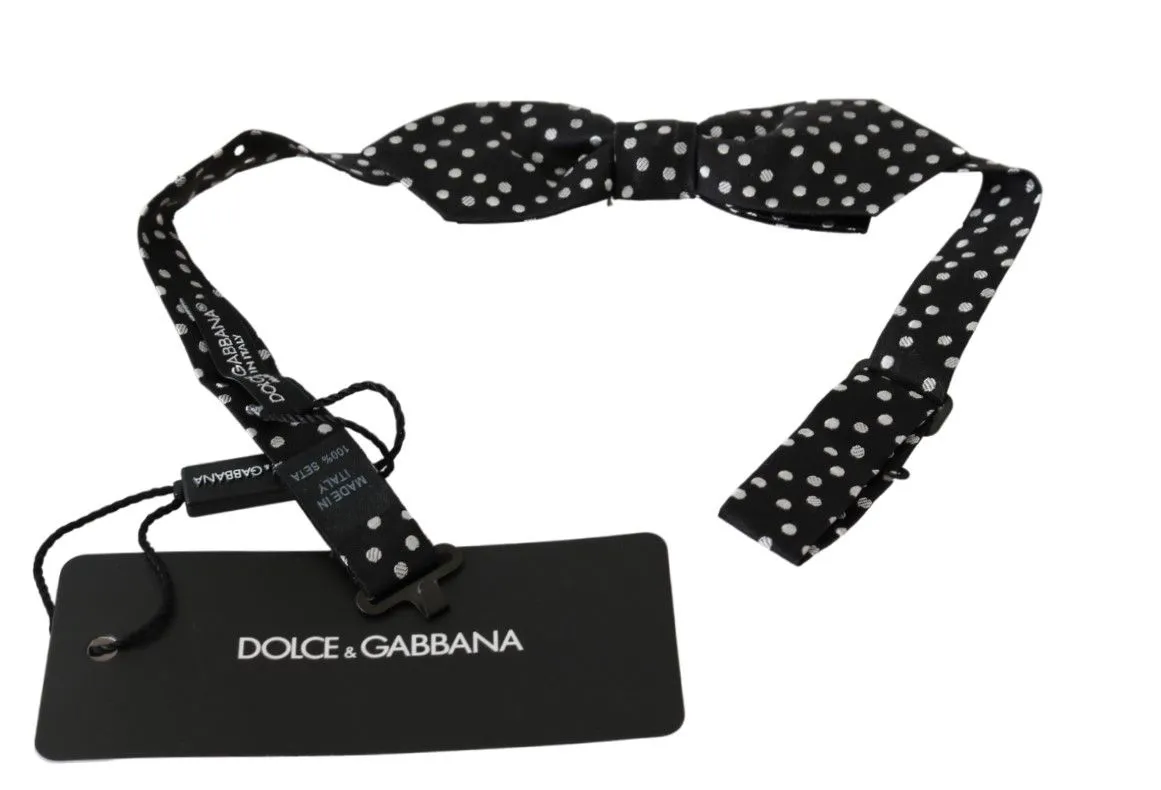 Dolce & Gabbana Men's Elegant Black Polka Dot Silk Bow Tie