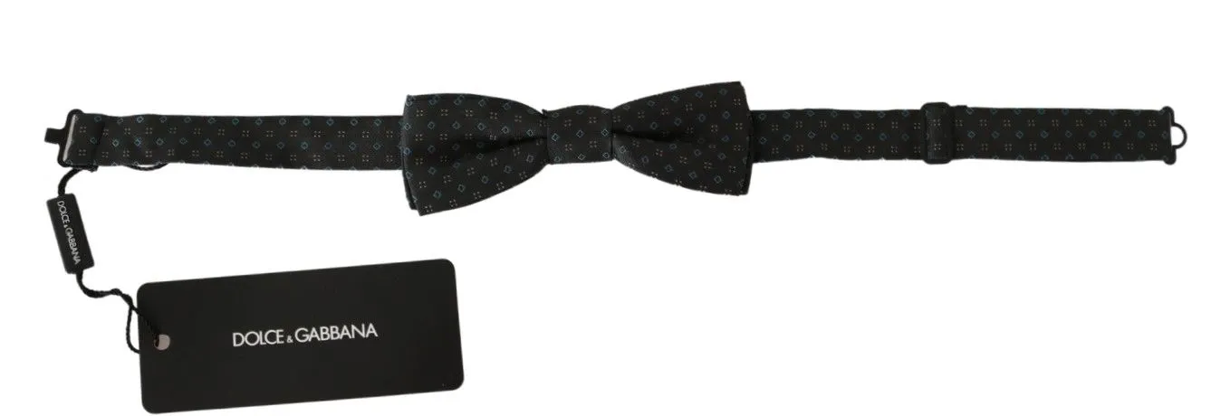 Dolce & Gabbana Men's Elegant Silk Gray Patterned Bow Tie