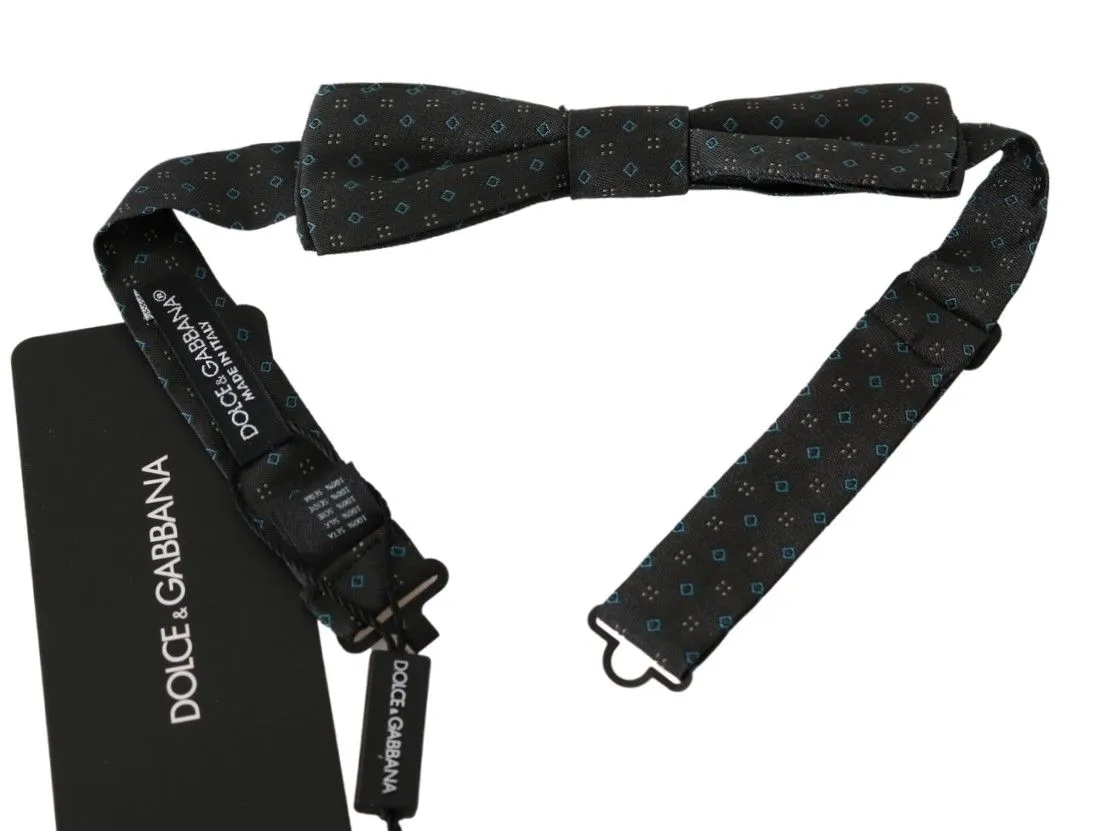 Dolce & Gabbana Men's Elegant Silk Gray Patterned Bow Tie