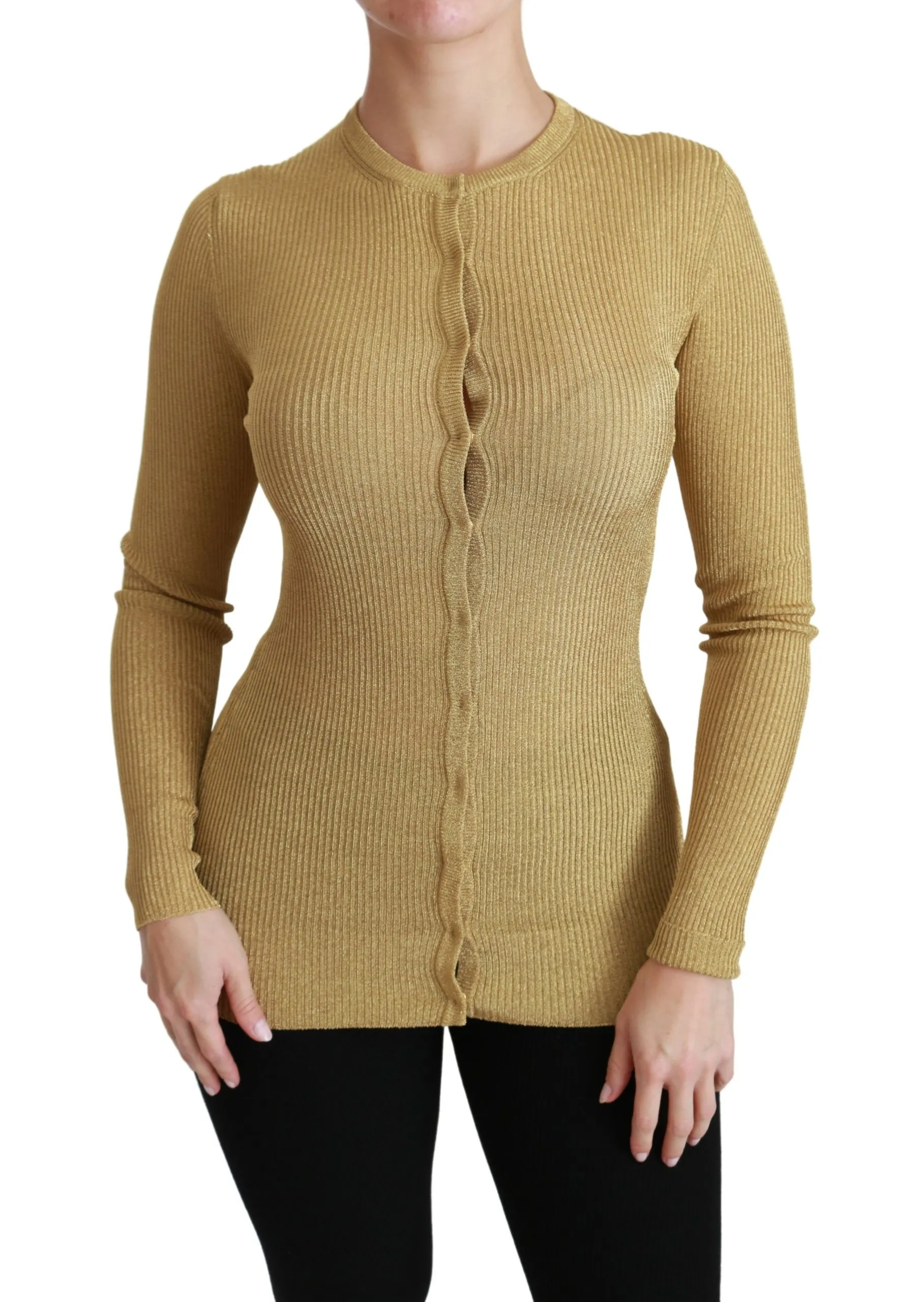Dolce & Gabbana Women's Elegant Long Sleeve Gold Cardigan