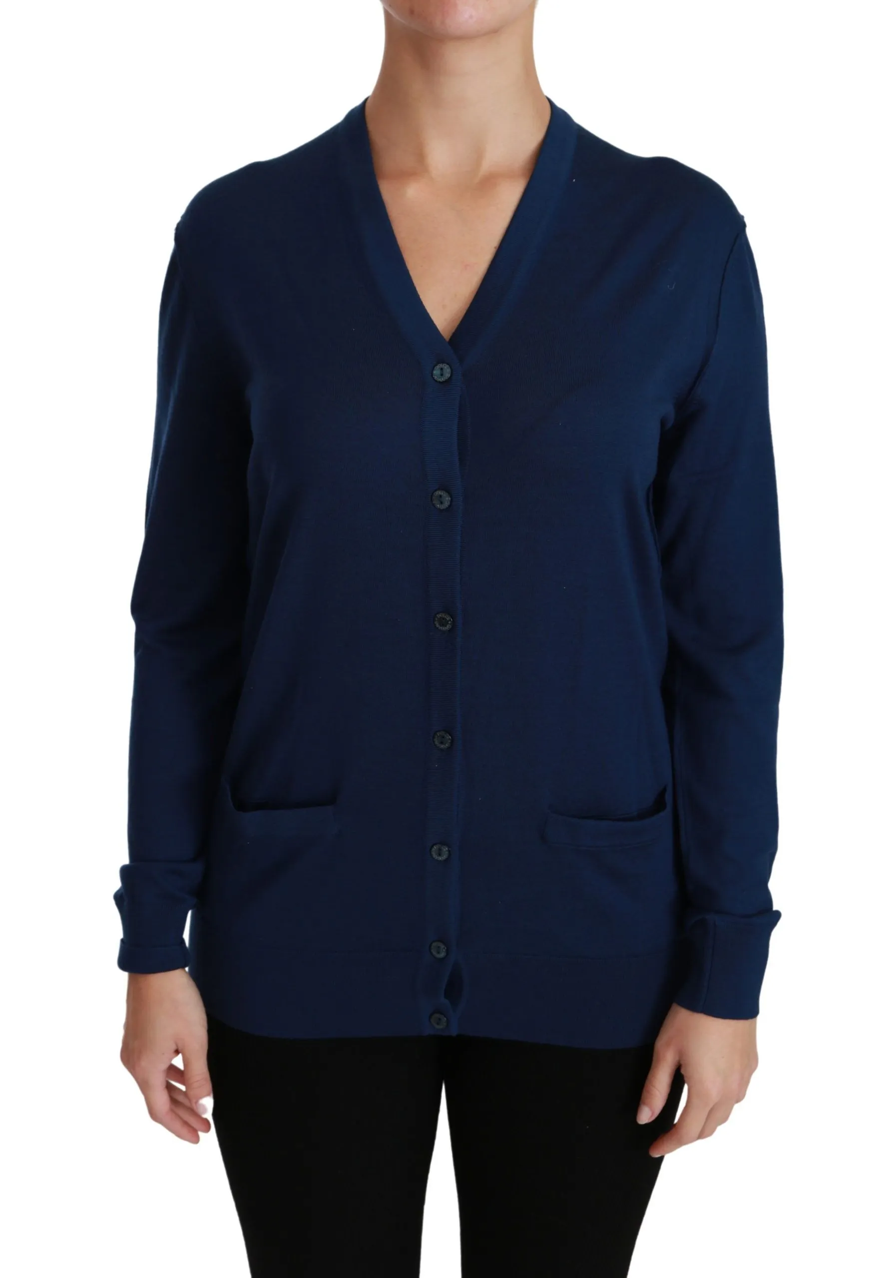 Dolce & Gabbana Women's Elegant Blue Virgin Wool Cardigan