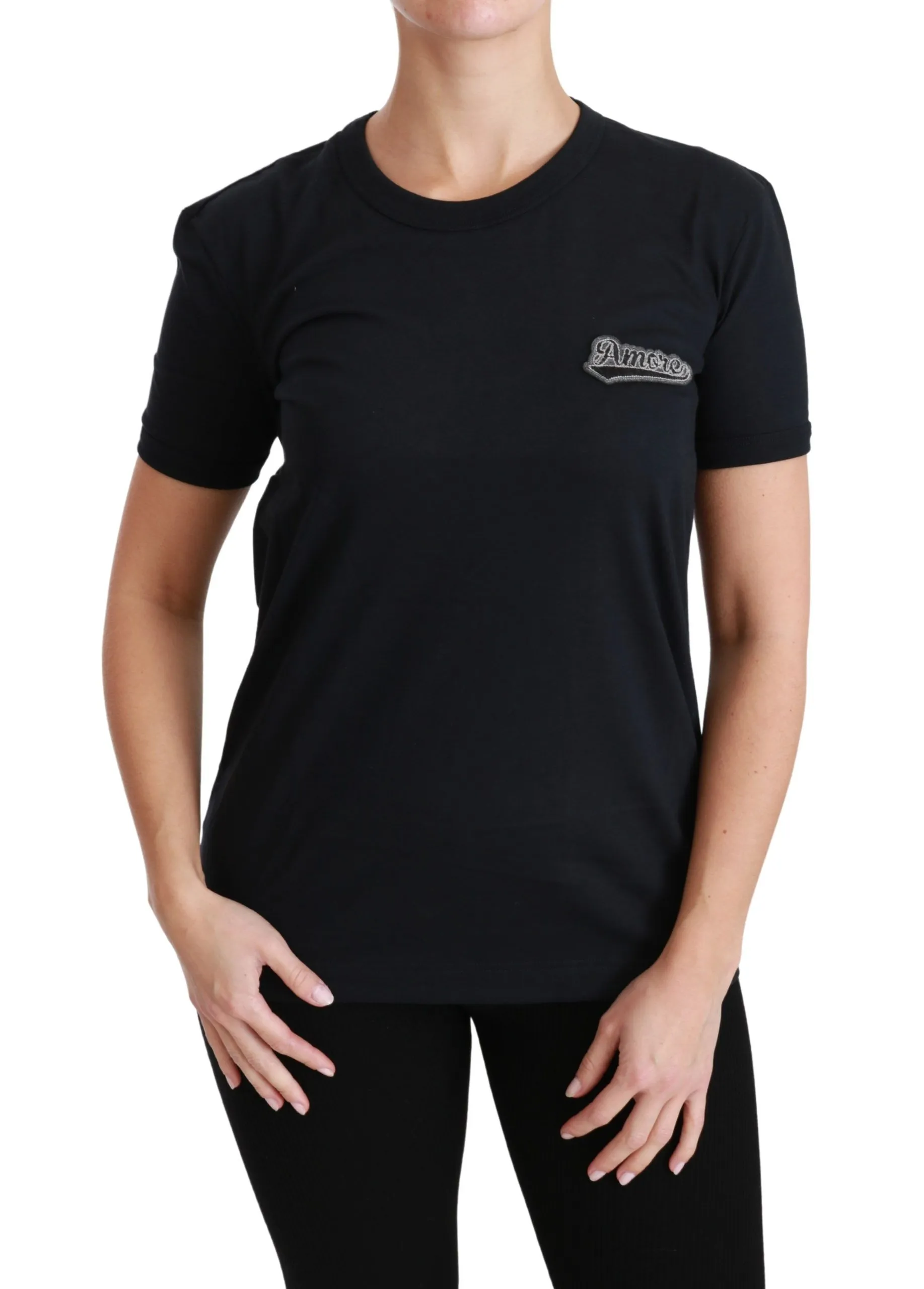Dolce & Gabbana Women's Elegant Crewneck Blue Amore Tee