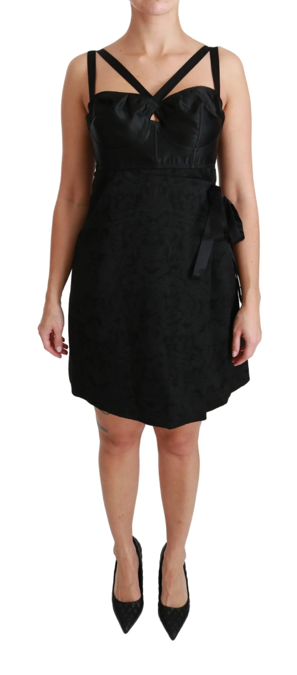 Dolce & Gabbana Women's Elegant Black Jacquard Sheath Dress