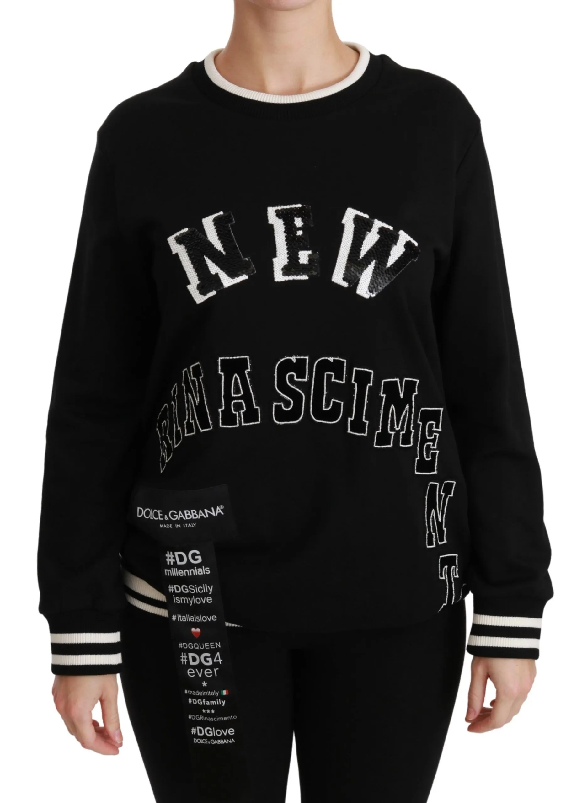 Dolce & Gabbana Women's Chic Black Sequined Cotton Sweater