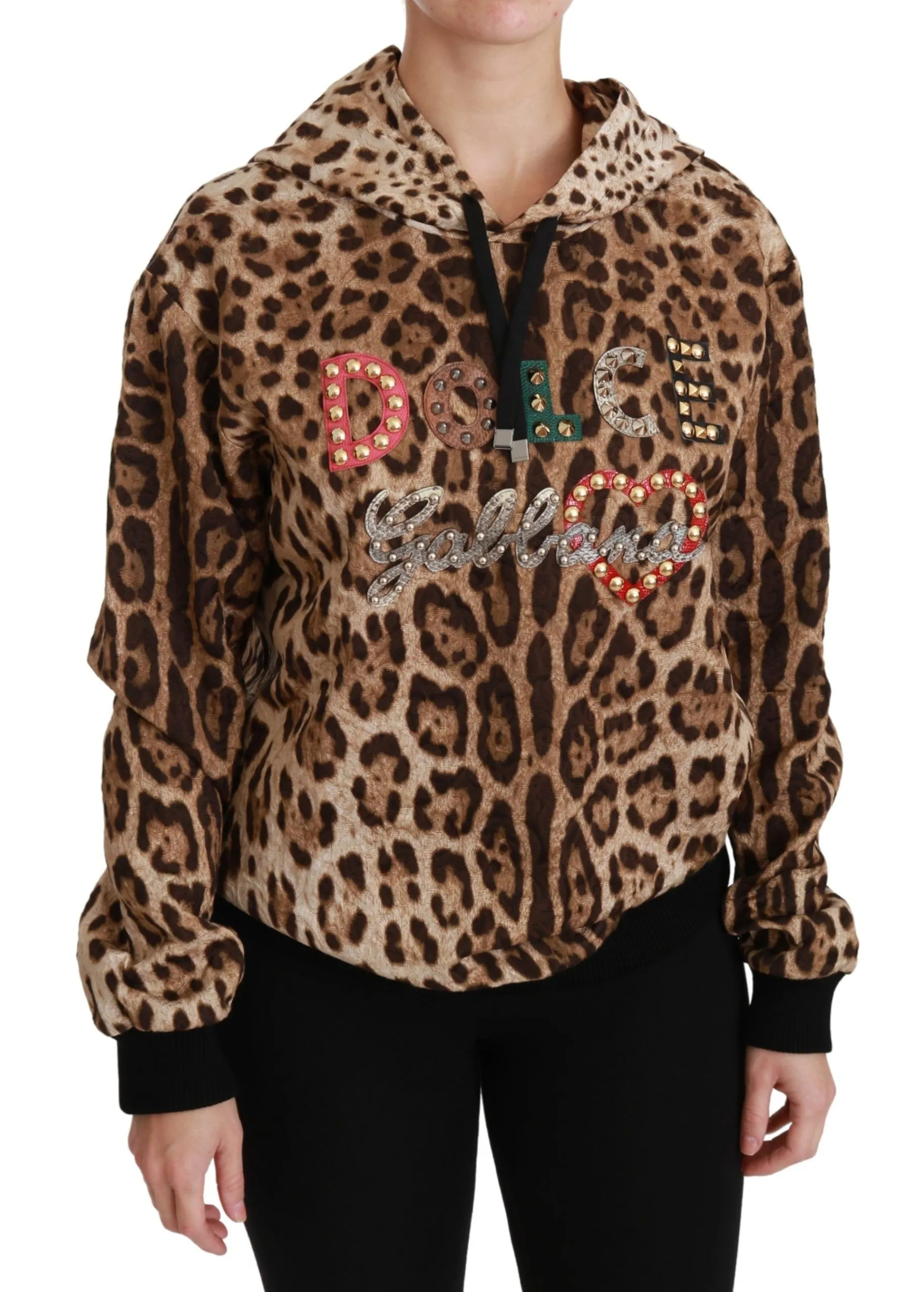 Dolce & Gabbana Women's Elegant Leopard Print Hooded Sweater