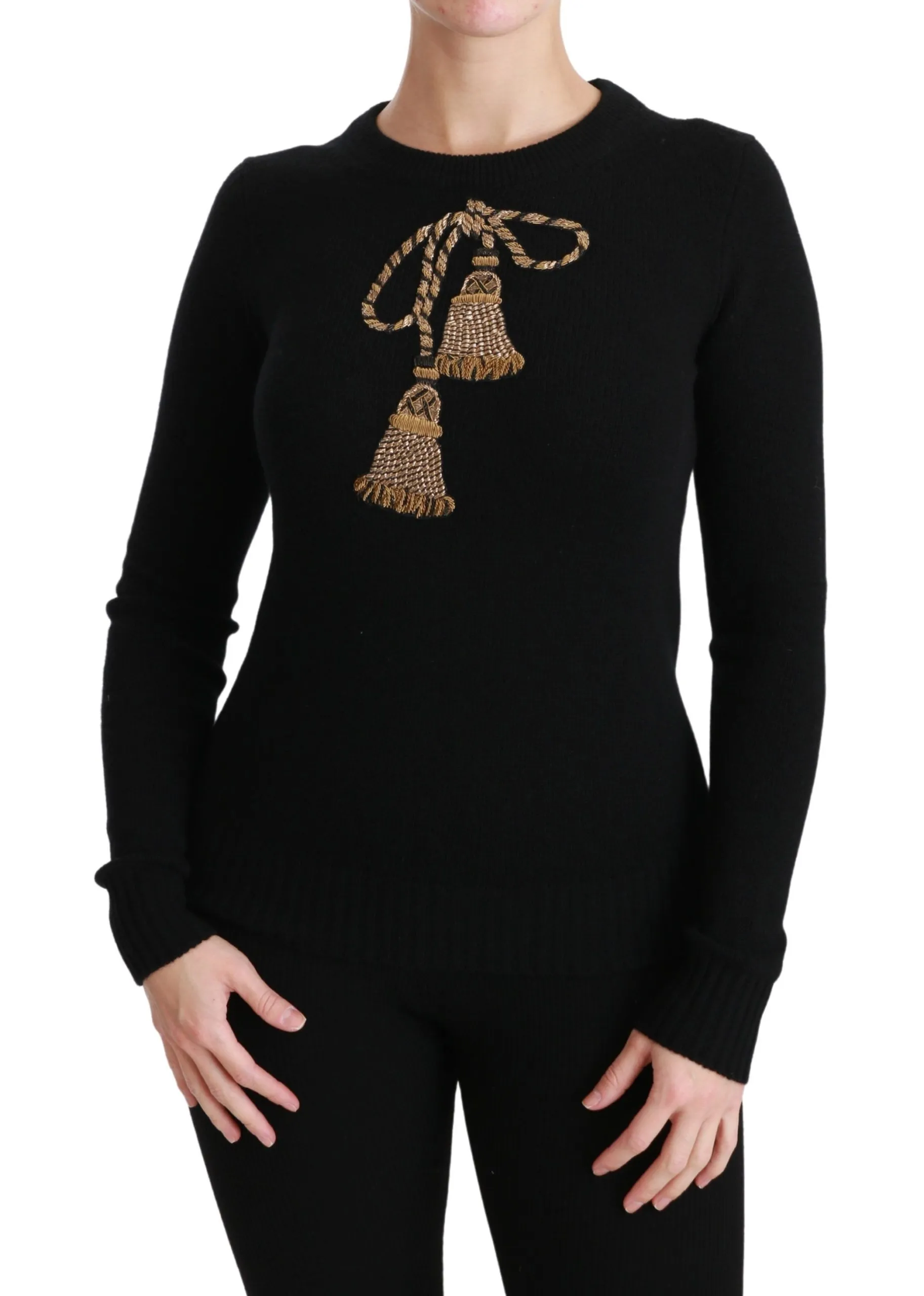 Dolce & Gabbana Women's Elegant Virgin Wool Gold Tassel Sweater