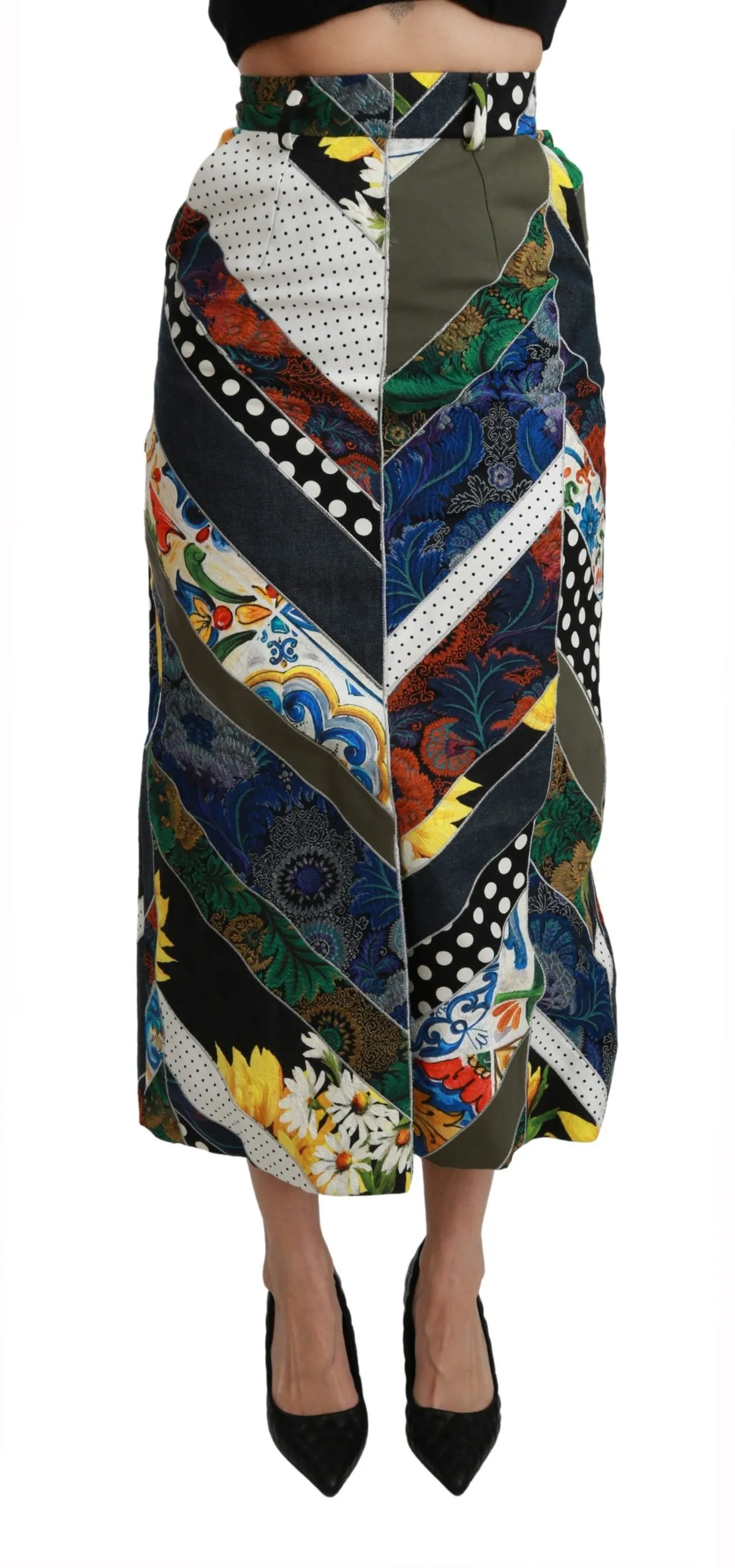 Dolce & Gabbana Women's Elegant Geometric Print High-Waist Skirt