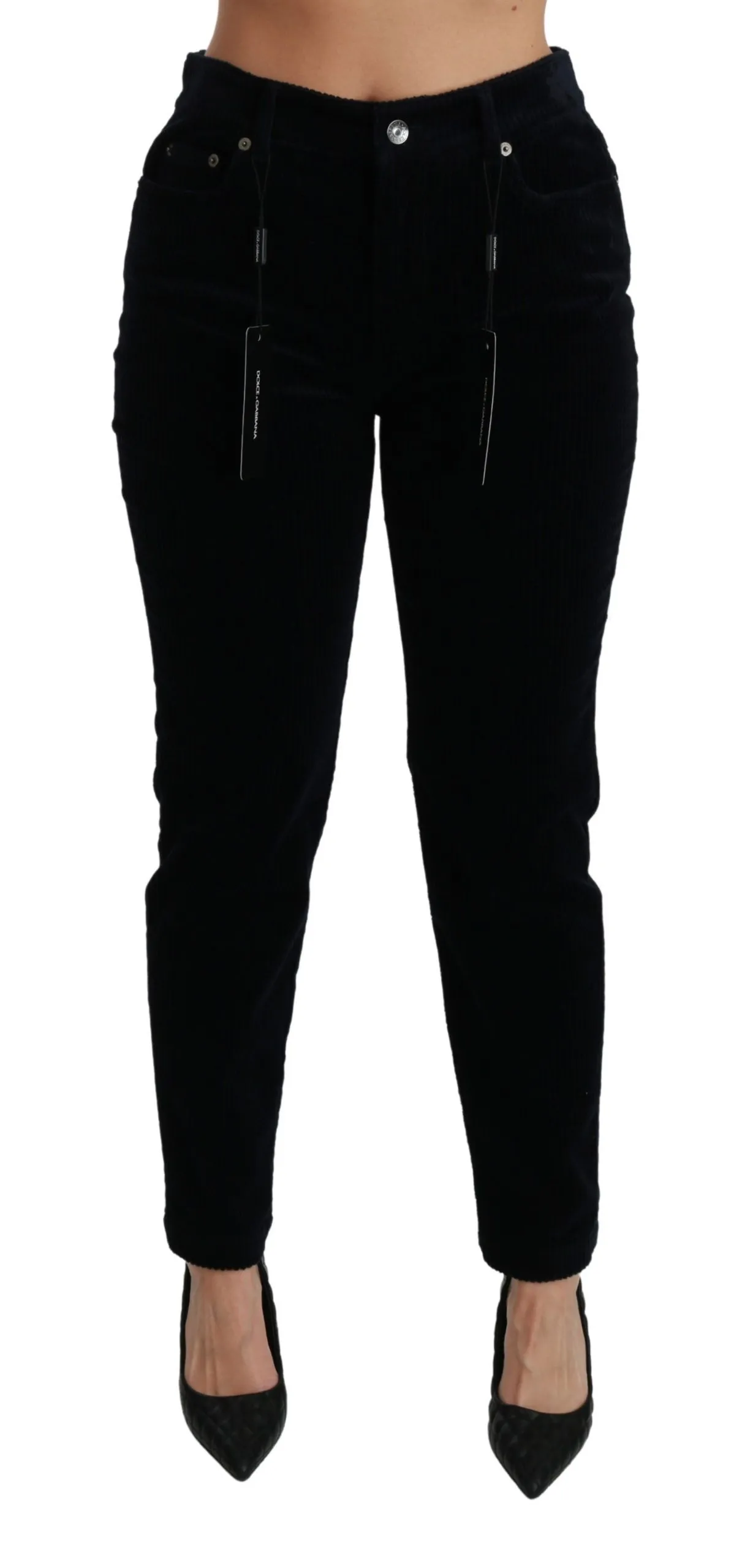 Dolce & Gabbana Women's Chic Mid Waist Skinny Corduroy Jeans