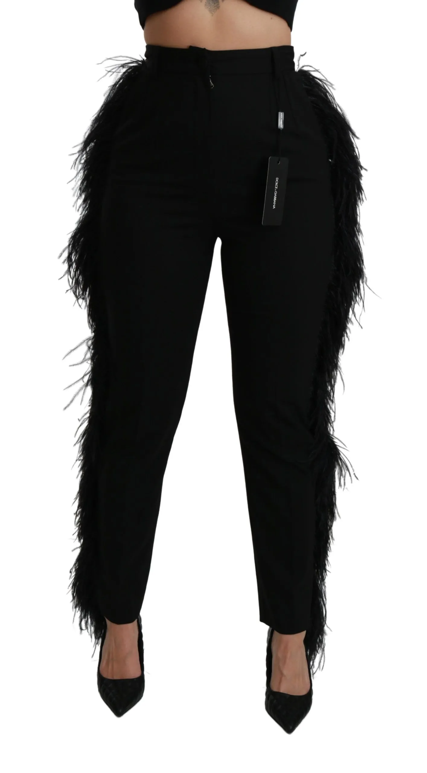 Dolce & Gabbana Women's Elegant High Waist Wool Blend Pants