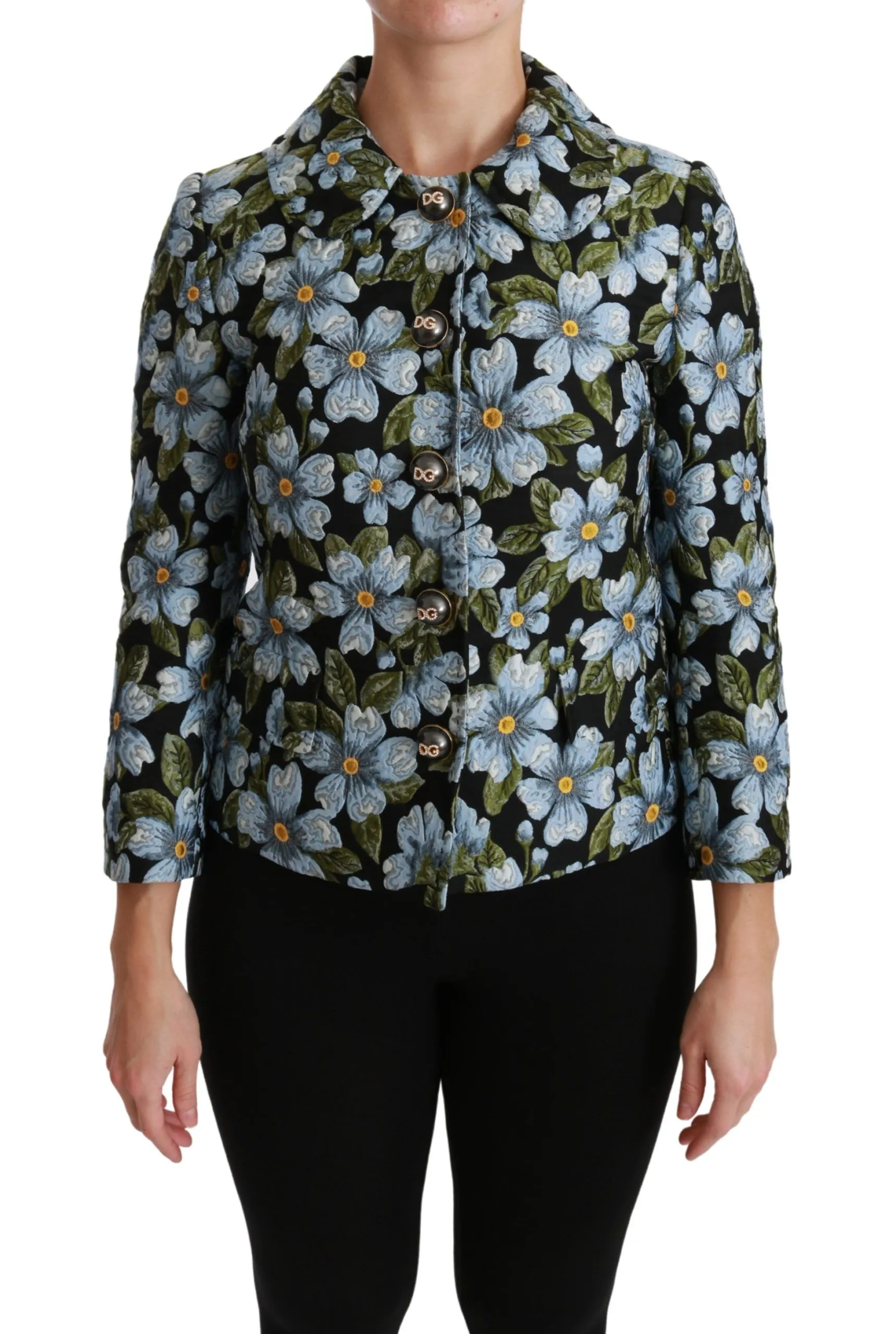 Dolce & Gabbana Women's Elegant Floral Brocade Blazer Coat Jacket