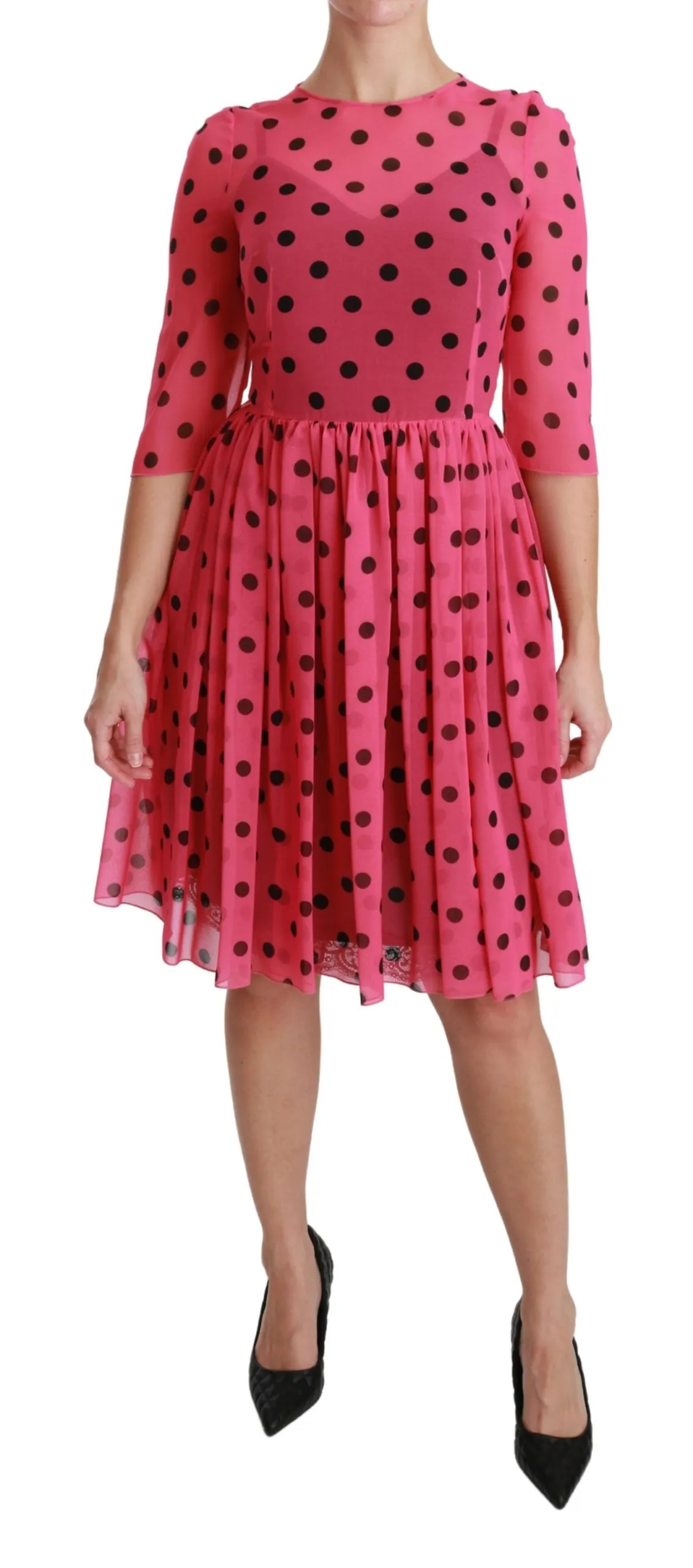 Dolce & Gabbana Women's Elegant Polka Dot A-Line Knee Length Dress
