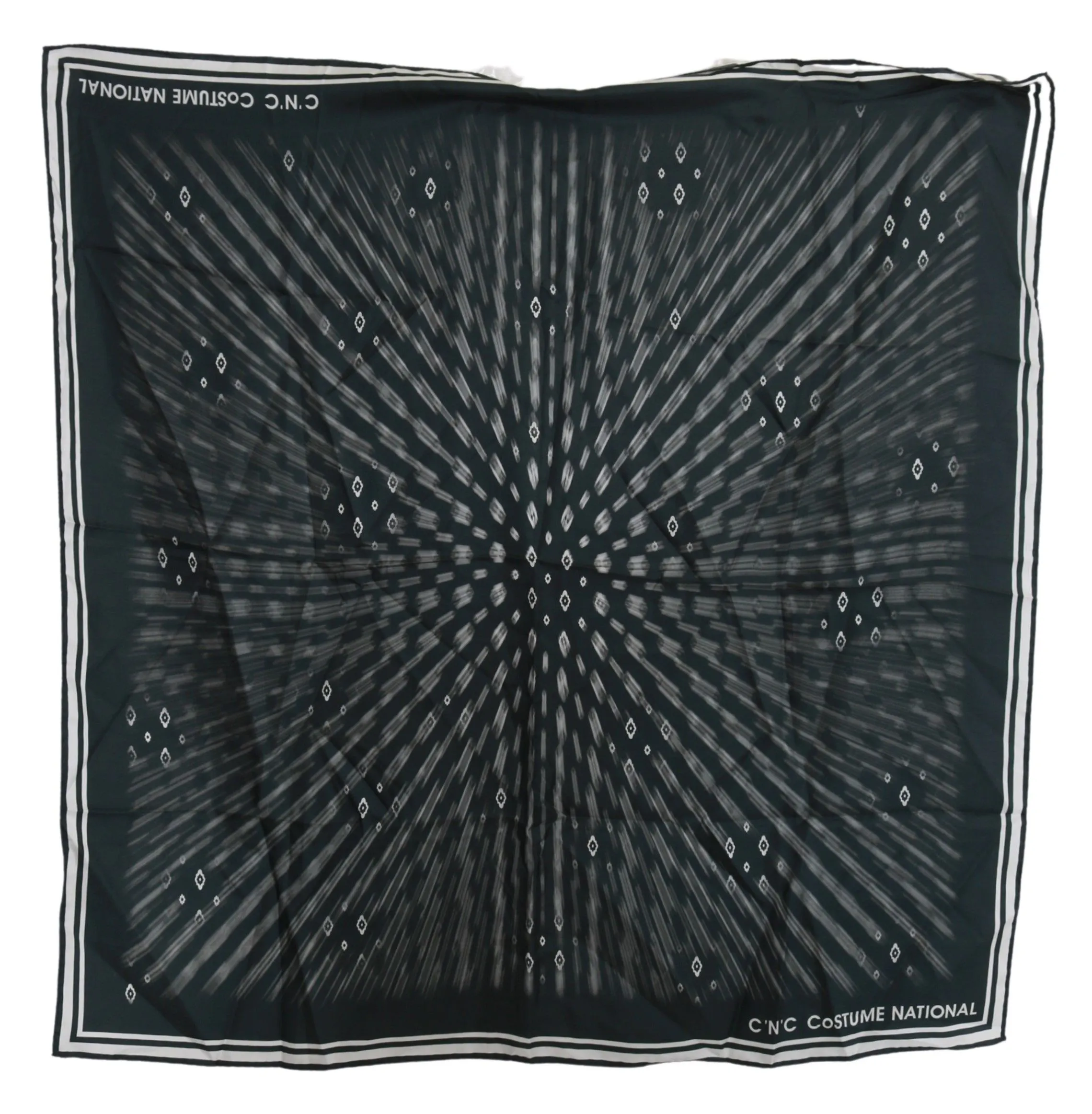 Costume National Men's Elegant Silk Printed Blue Scarf
