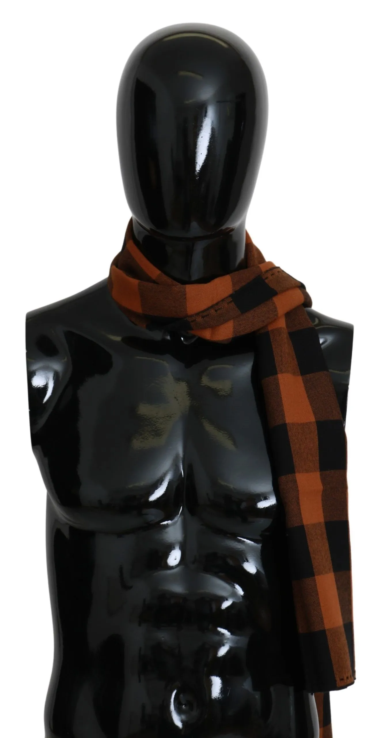 Costume National Men's Chic Orange Check Wool Blend Scarf