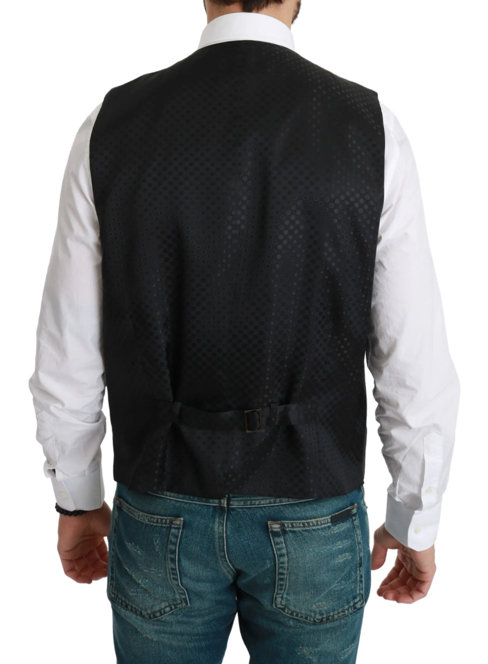 Dolce & Gabbana Men's Elegant Gray Wool Blend Dress Vest
