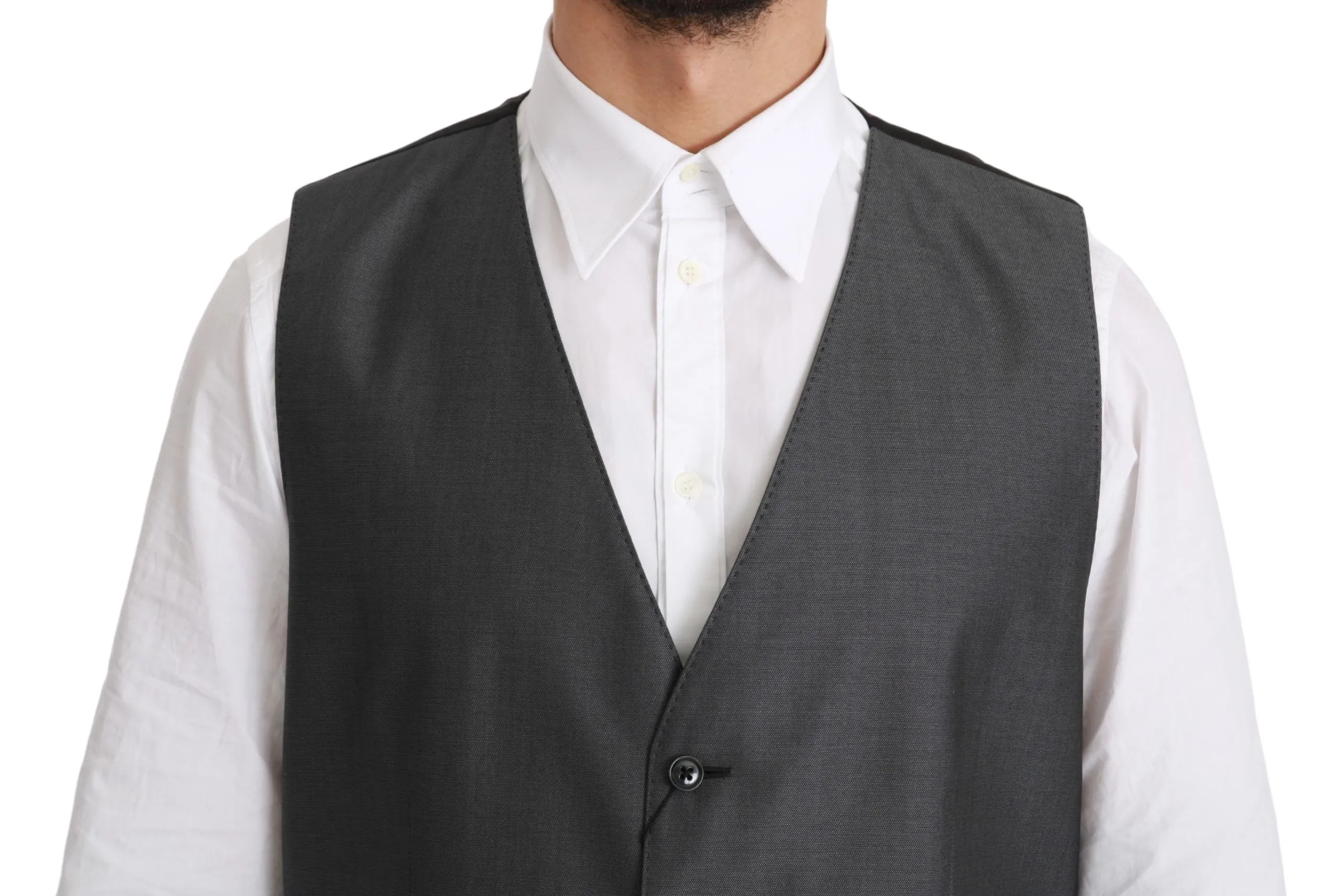 Dolce & Gabbana Men's Elegant Gray Wool Blend Dress Vest