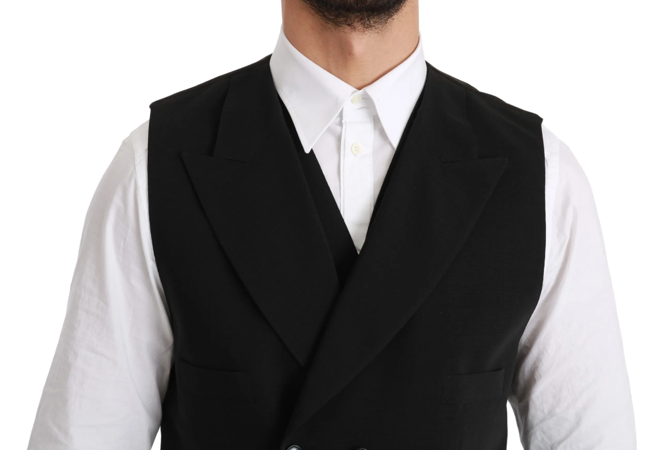 Dolce & Gabbana Men's Elegant Black Silk Blend Dress Vest