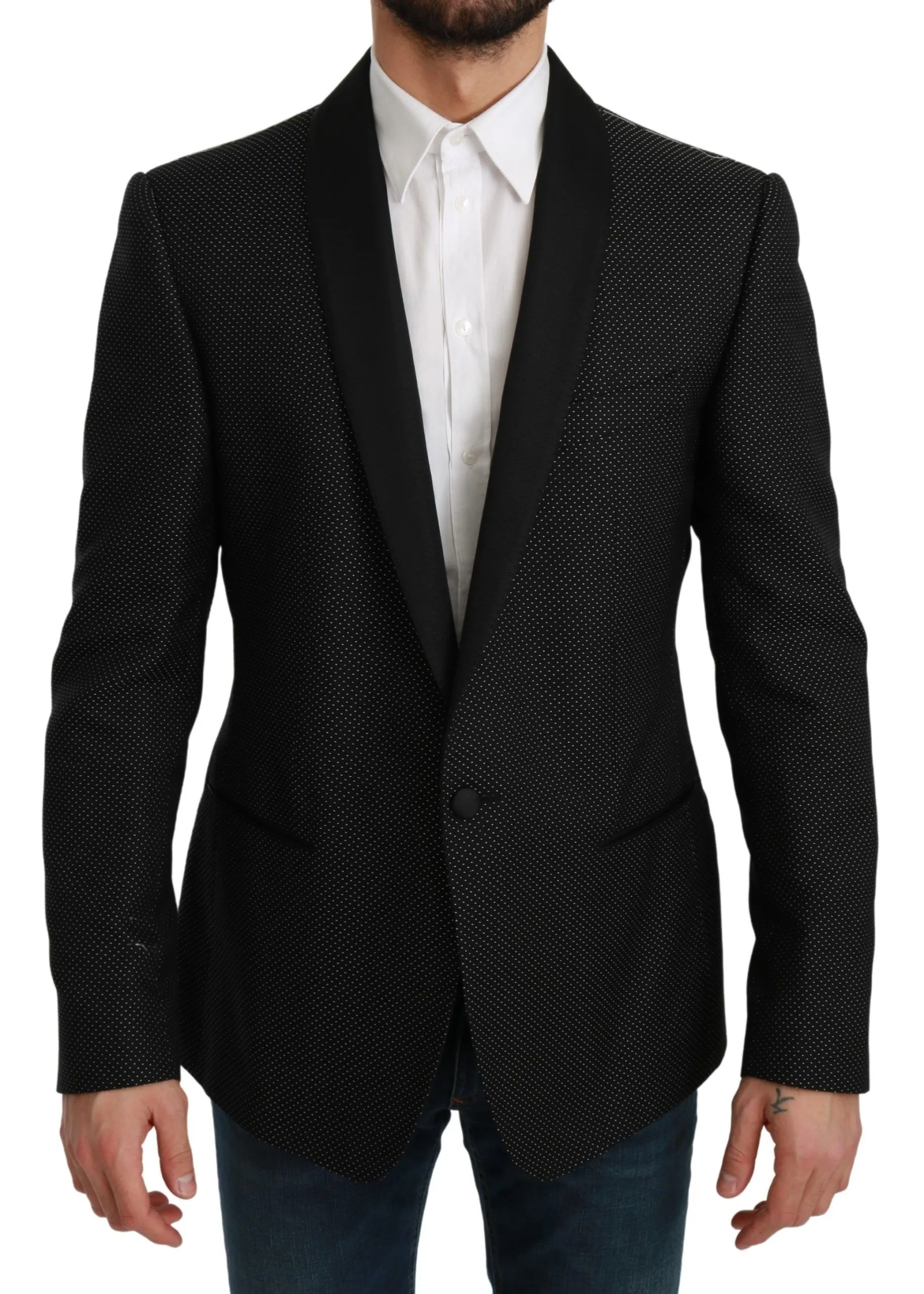 Dolce & Gabbana Men's Chic Black Polka Dot Martini Blazer