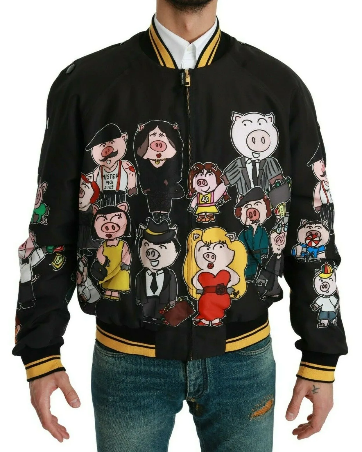 Dolce & Gabbana Men's Multicolor Motive Bomber Style Jacket