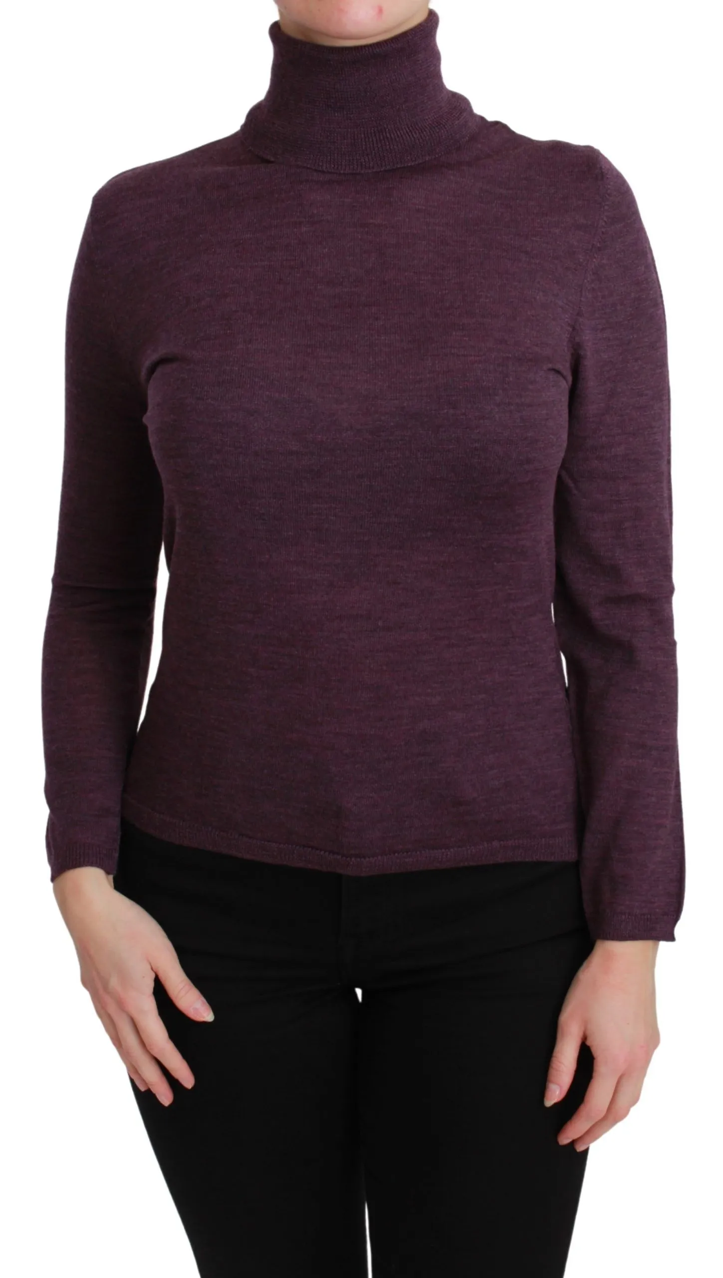 BYBLOS Women's Elegant Turtleneck Wool Sweater in Purple