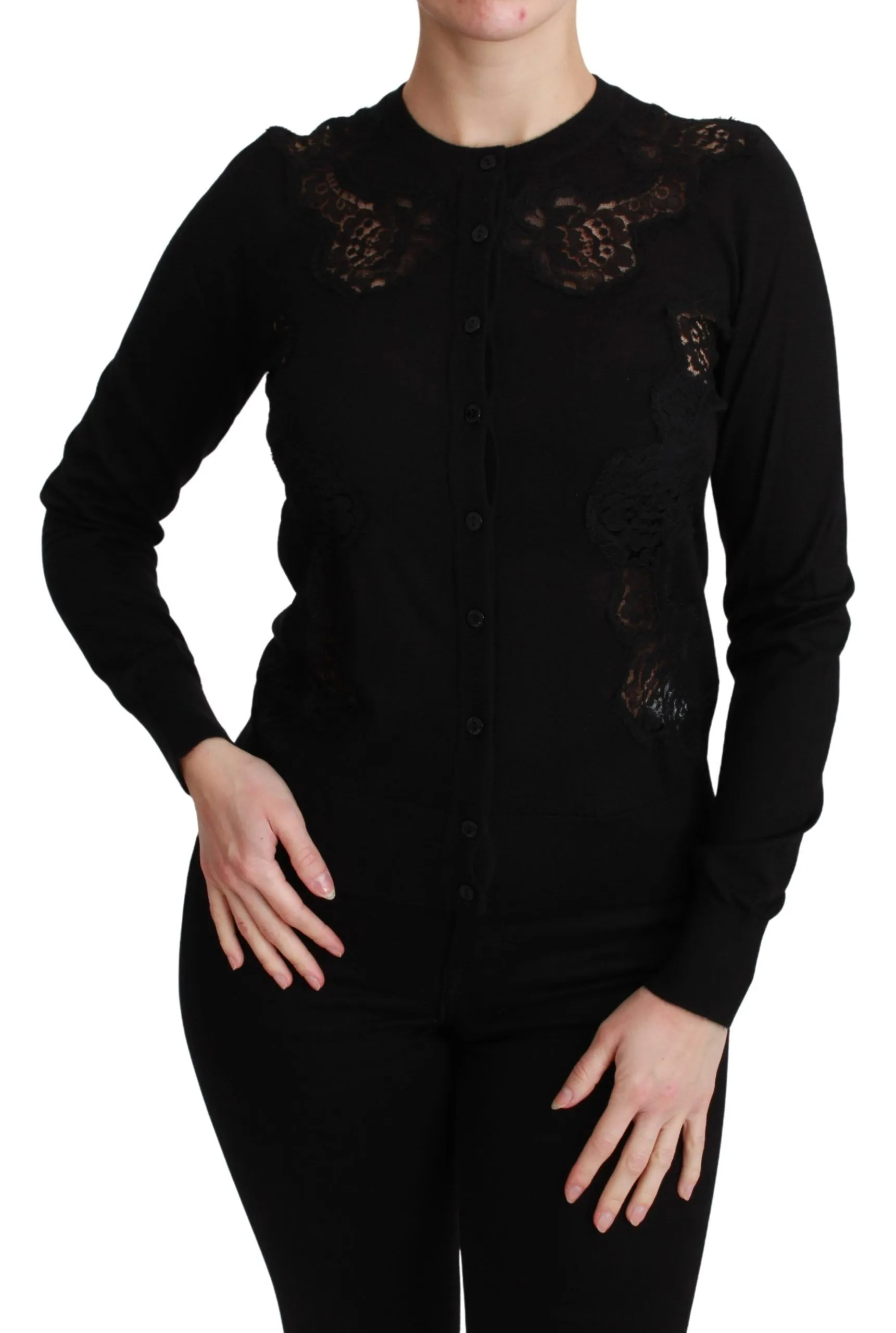 Dolce & Gabbana Women's Elegant Cashmere Silk Blend Lace Cardigan