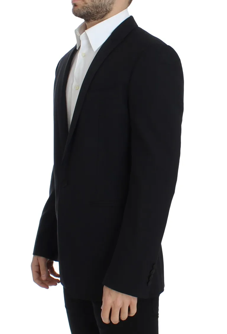 Dolce & Gabbana Men's Elegant Black Wool Blend Slim Fit Blazer