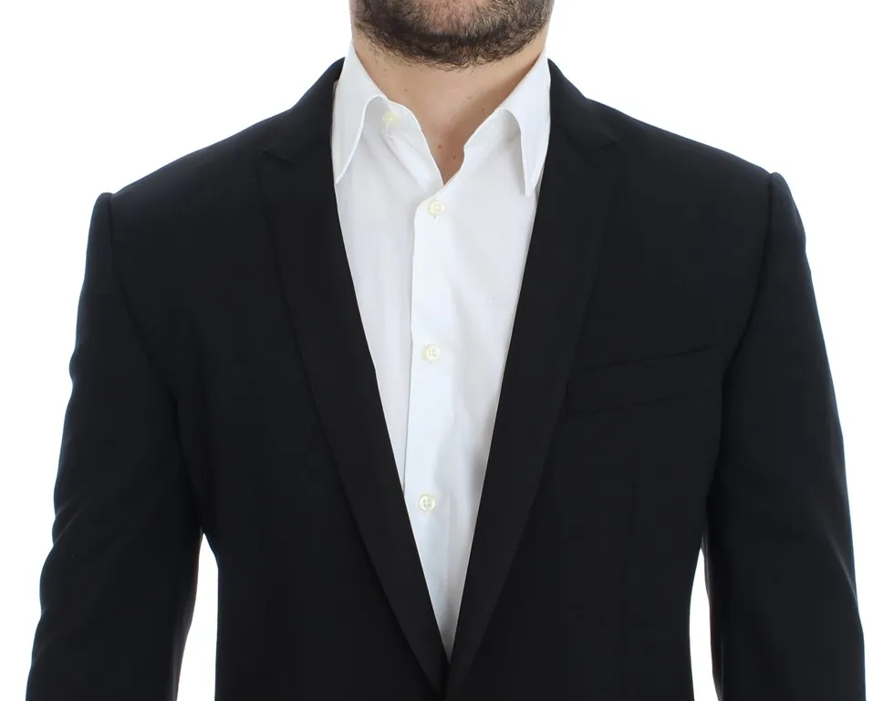 Dolce & Gabbana Men's Elegant Black Wool Blend Slim Fit Blazer