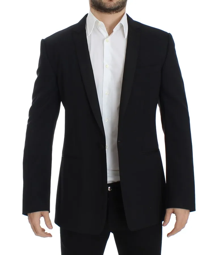 Dolce & Gabbana Men's Elegant Black Wool Blend Slim Fit Blazer
