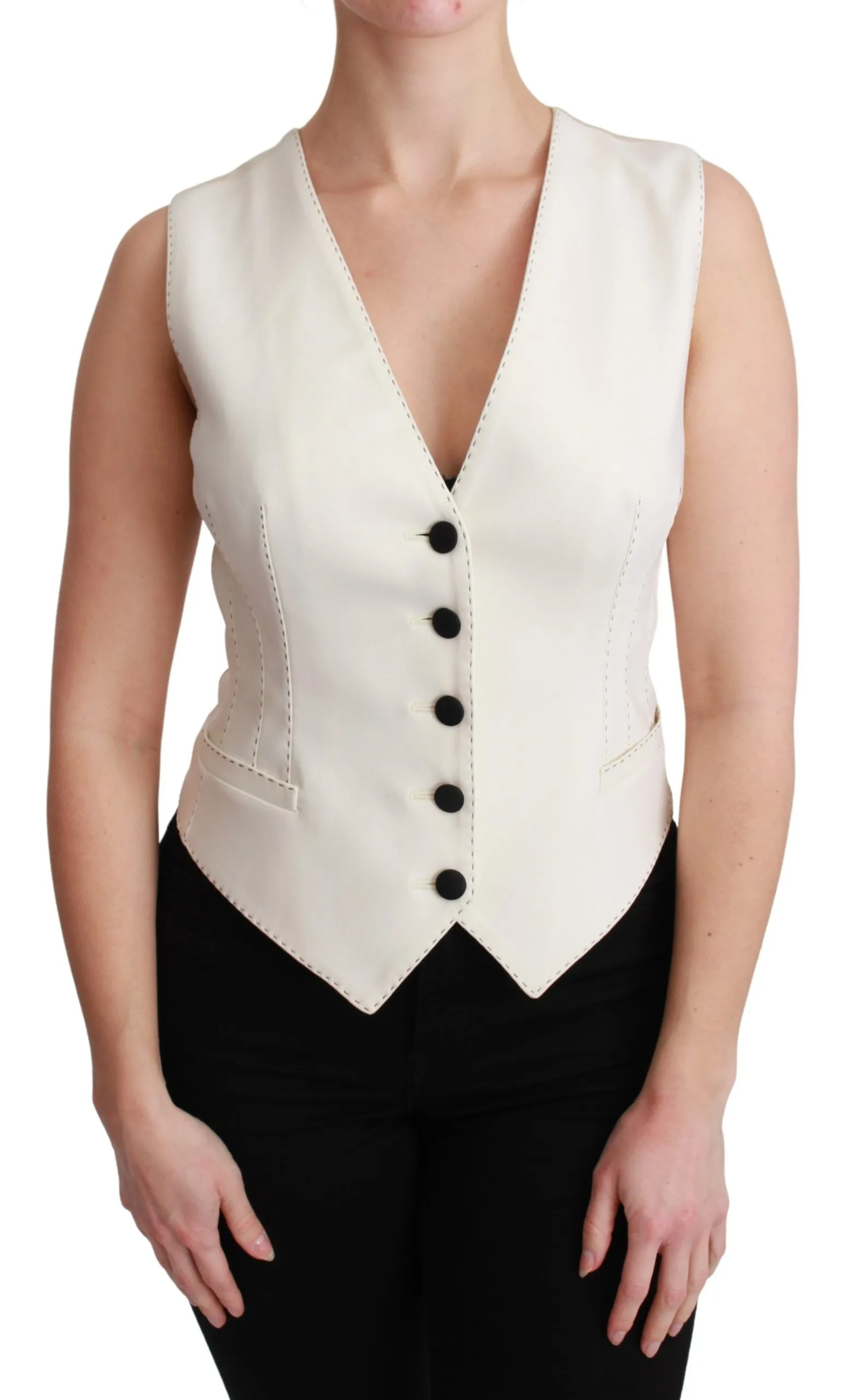 Dolce & Gabbana Women's Elegant Sleeveless Wool-Silk Blend Vest
