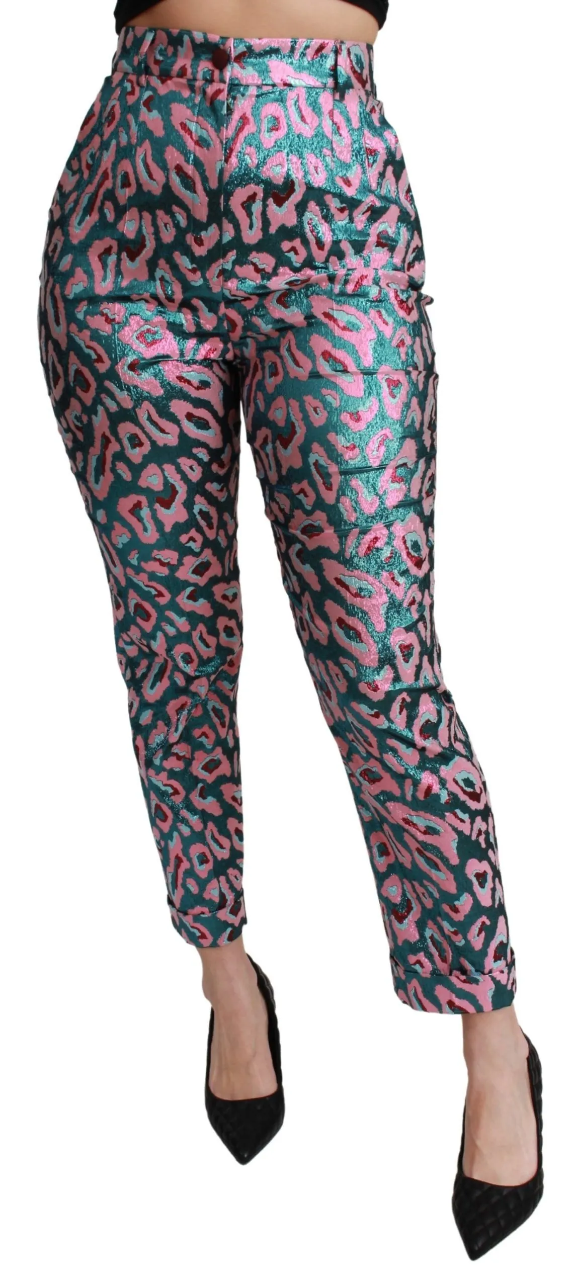 Dolce & Gabbana Women's Elegant High Waist Cropped Silk Blend Pants