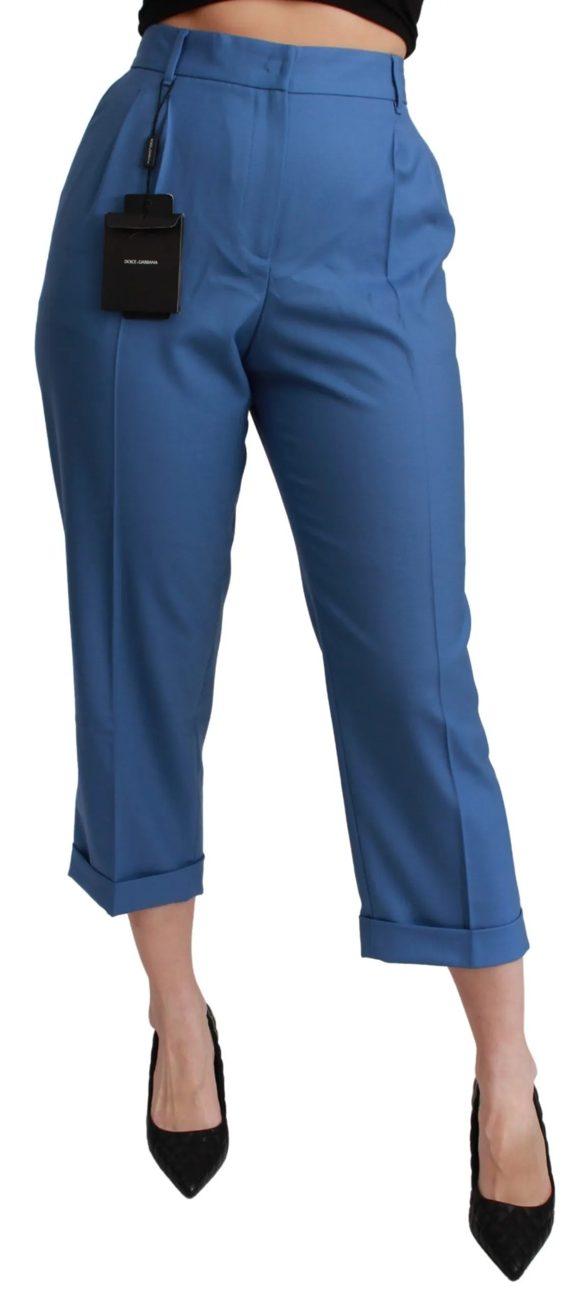 Dolce & Gabbana Women's Elegant Pleated Wool Cuffed Trousers