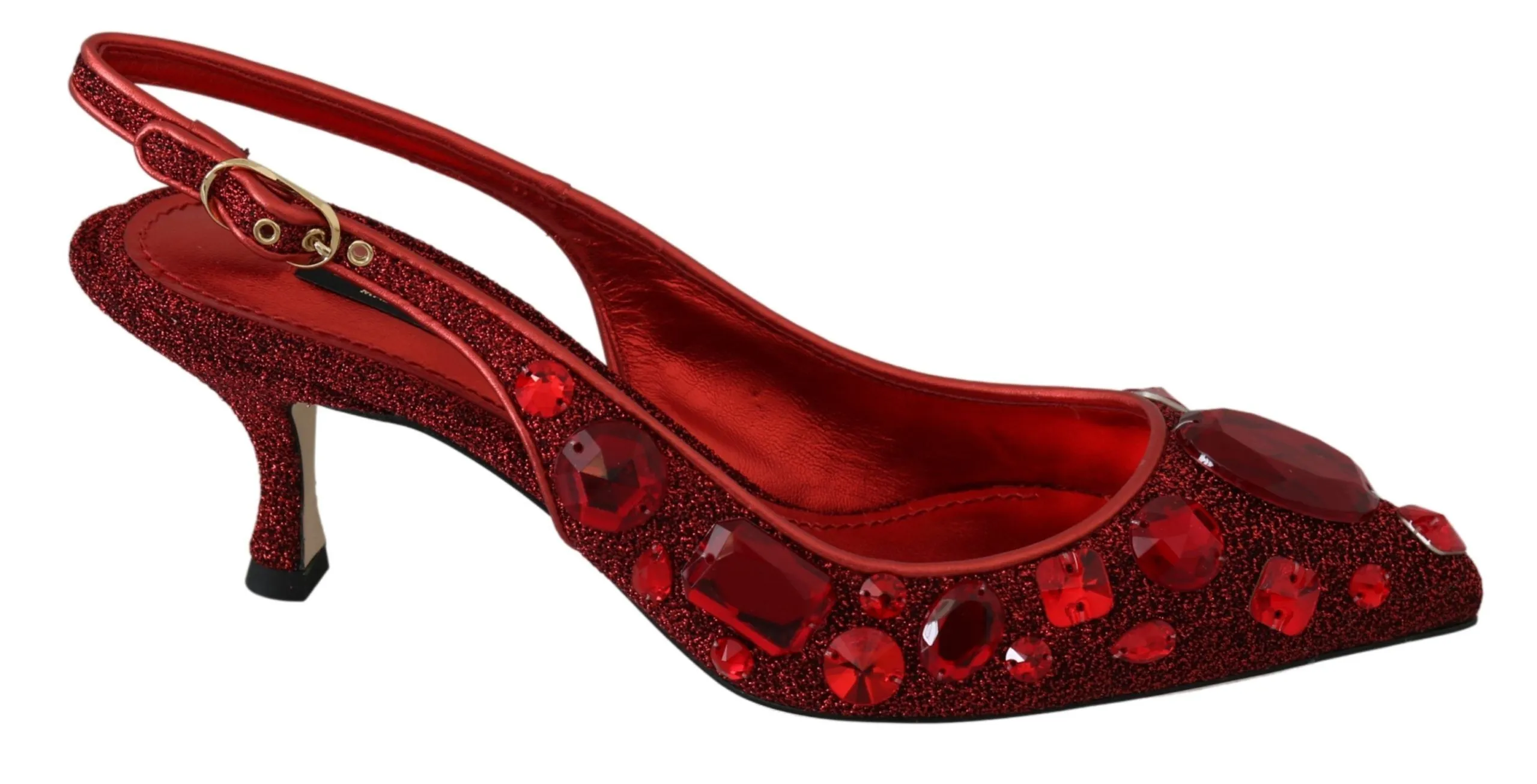 Dolce & Gabbana Women's Radiant Red Slingback Pumps with Crystal Motifs