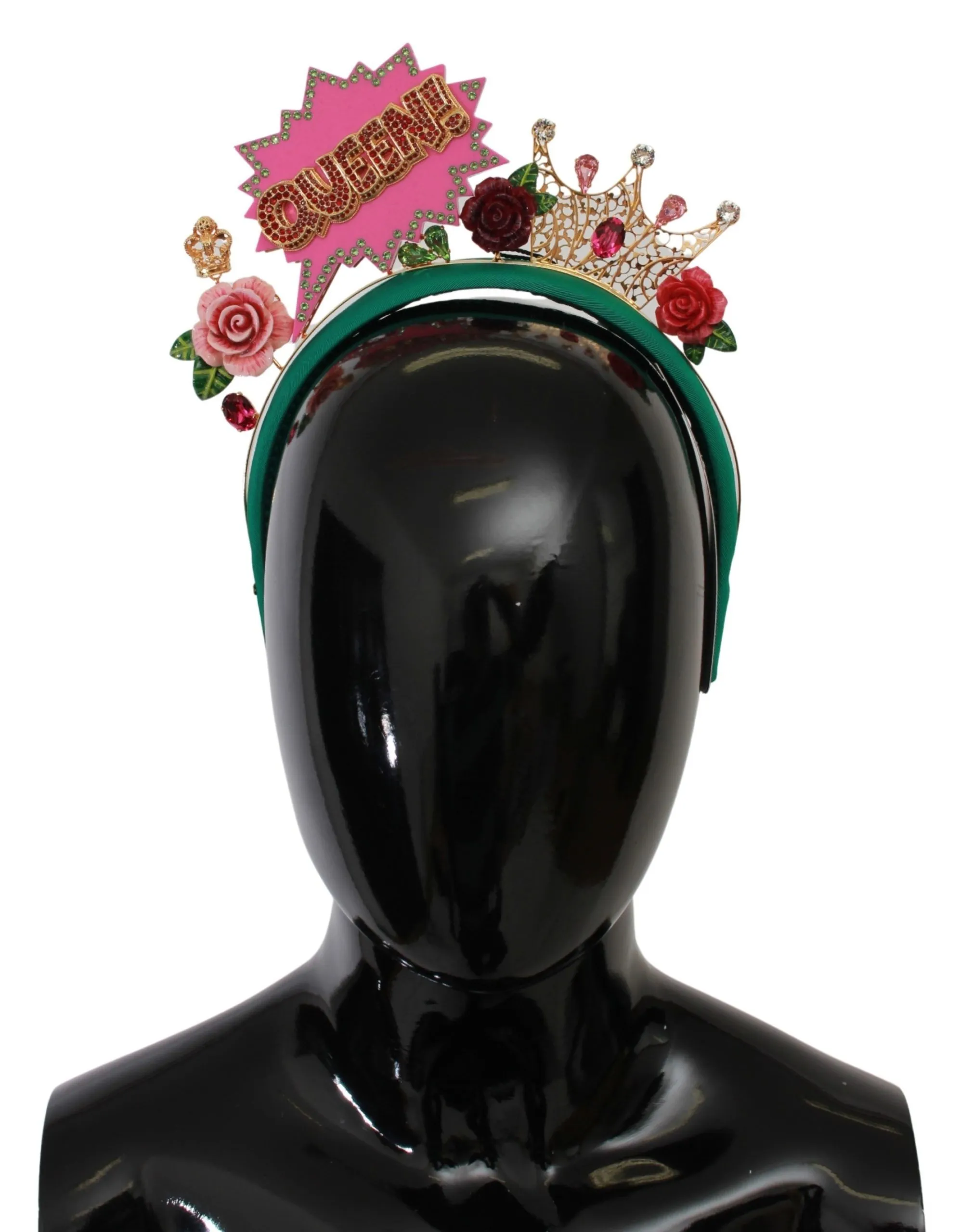 Dolce & Gabbana Women's Enchanting Green Queen Crown Diadem Headband