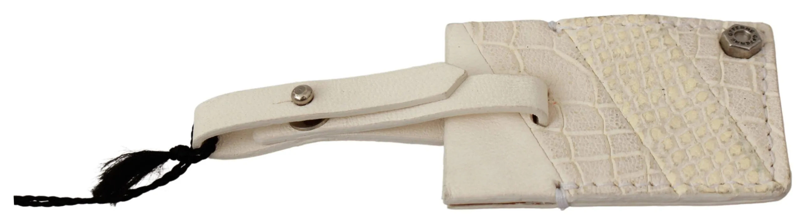 GF Ferre Men's Elegant Beige Leather Keychain