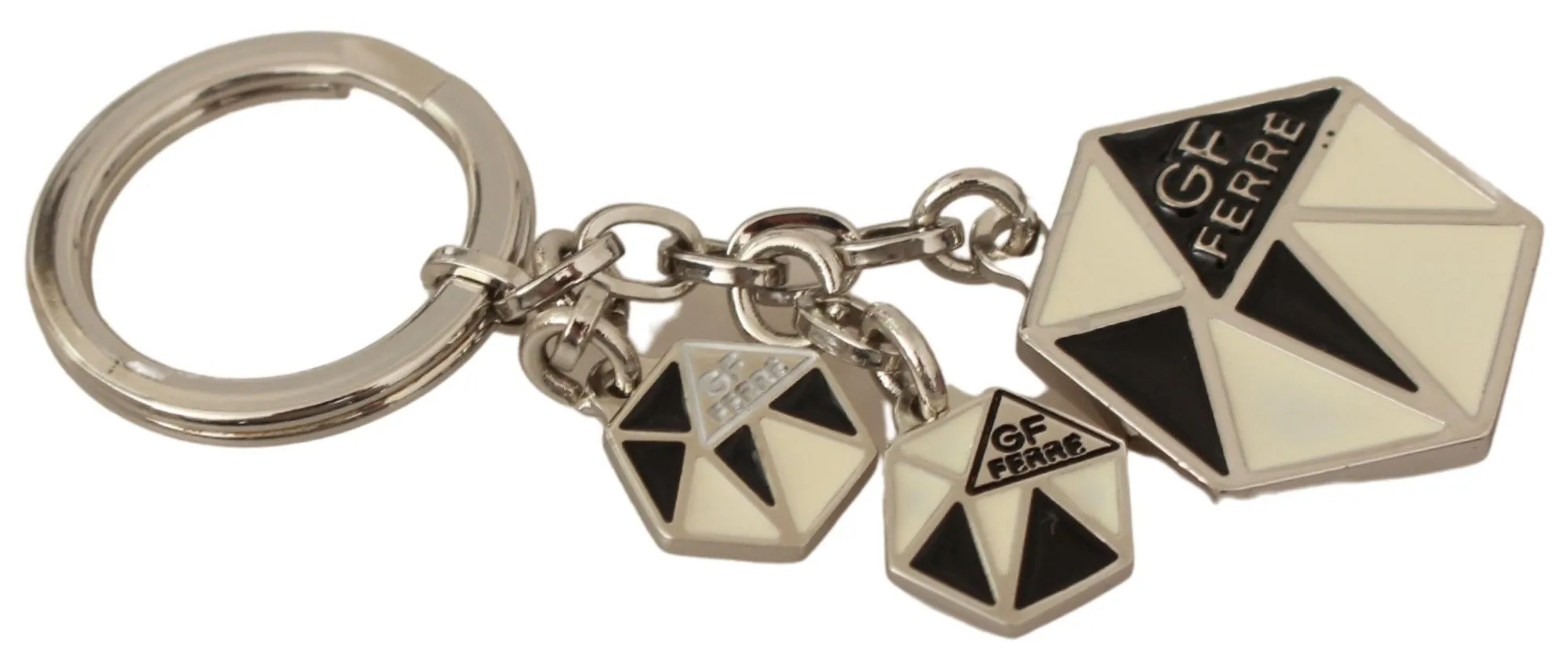 GF Ferre Men's Exquisite Beige Black Metal Keychain
