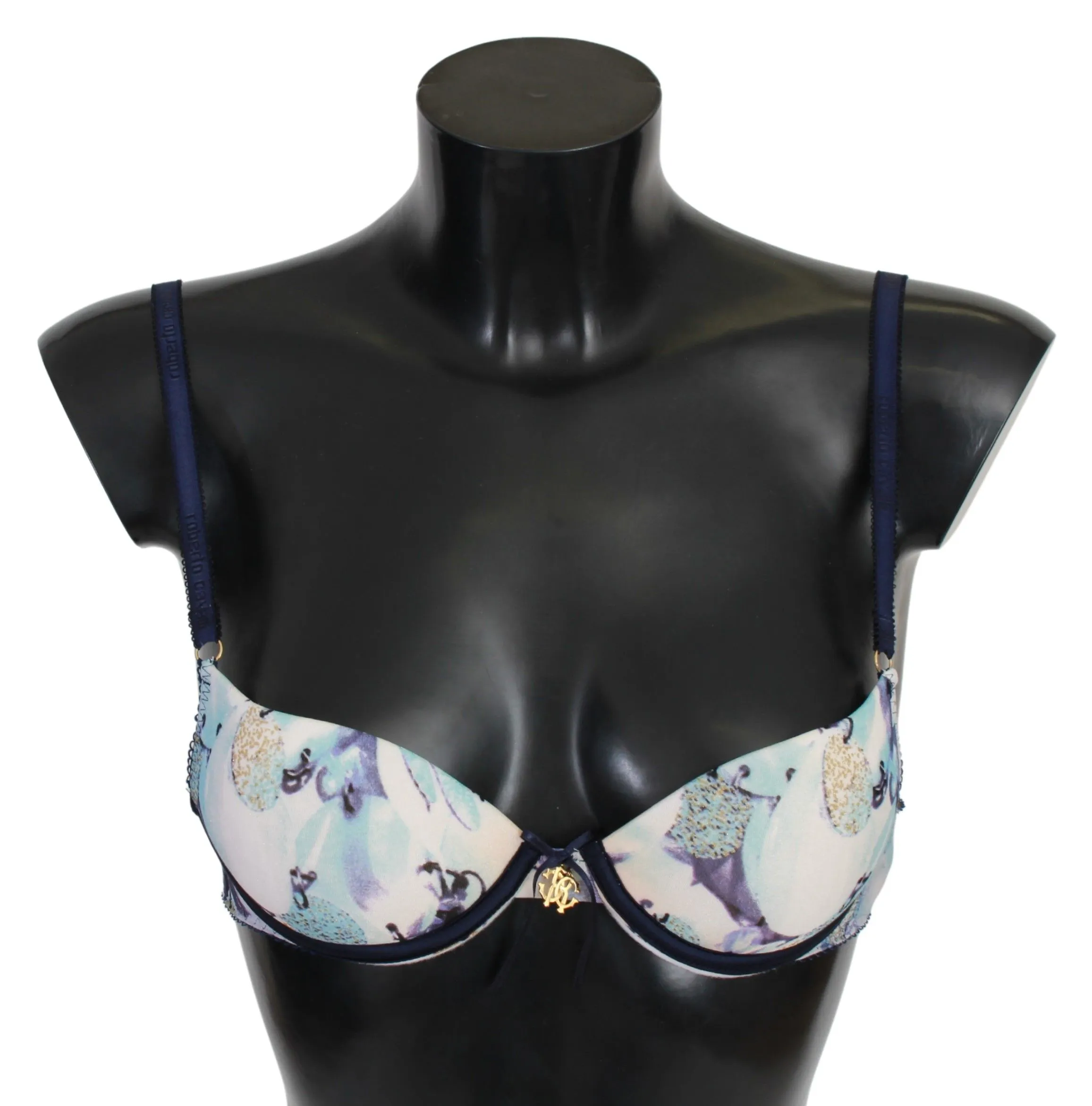 Roberto Cavalli Women's Elegant Push-Up Bra in Blue Print