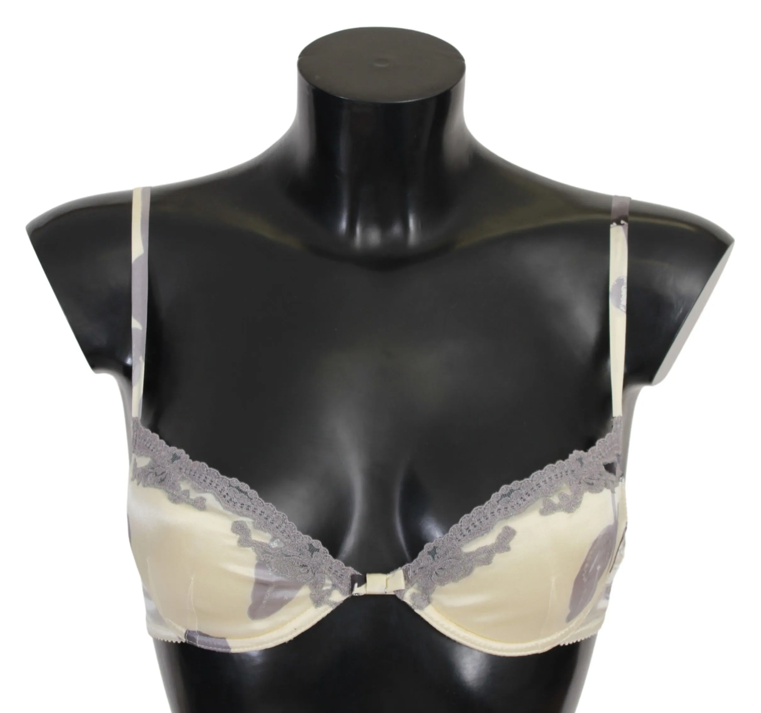 Ermanno Scervino Women's Silk Blend Push-Up Bra in Beige and Gray