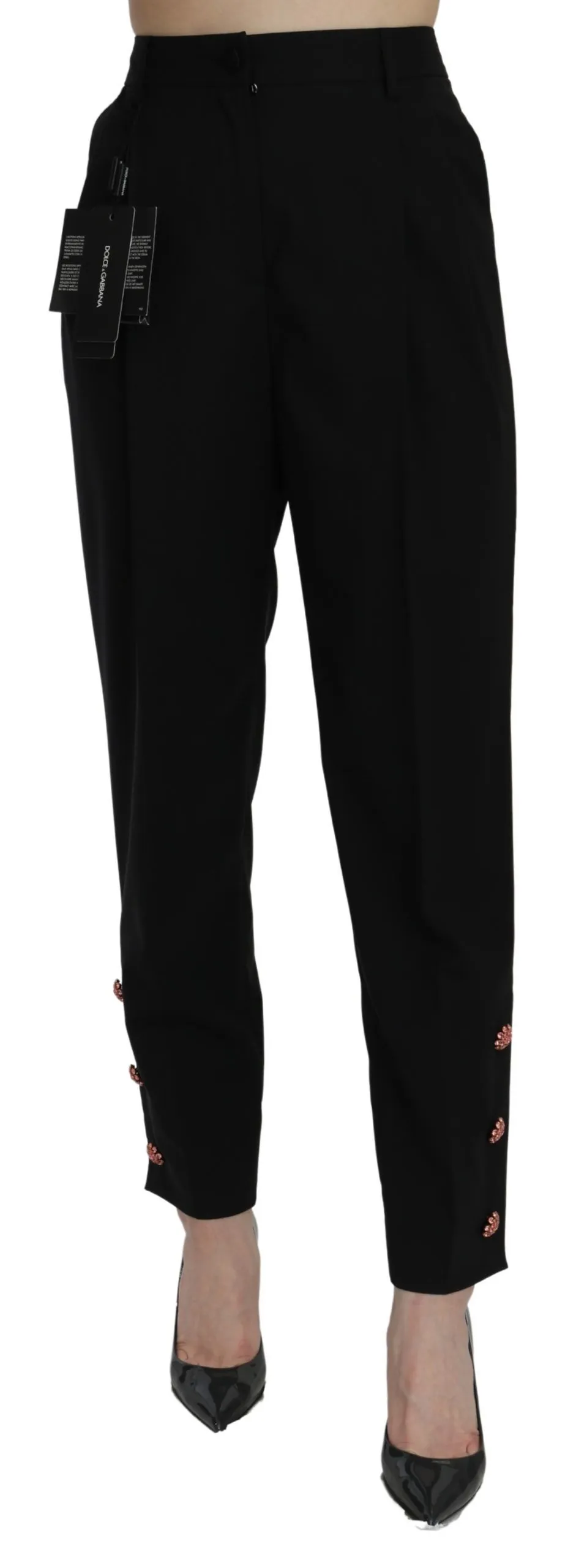 Dolce & Gabbana Women's Tapered High Waist Crystal Embellished Trousers