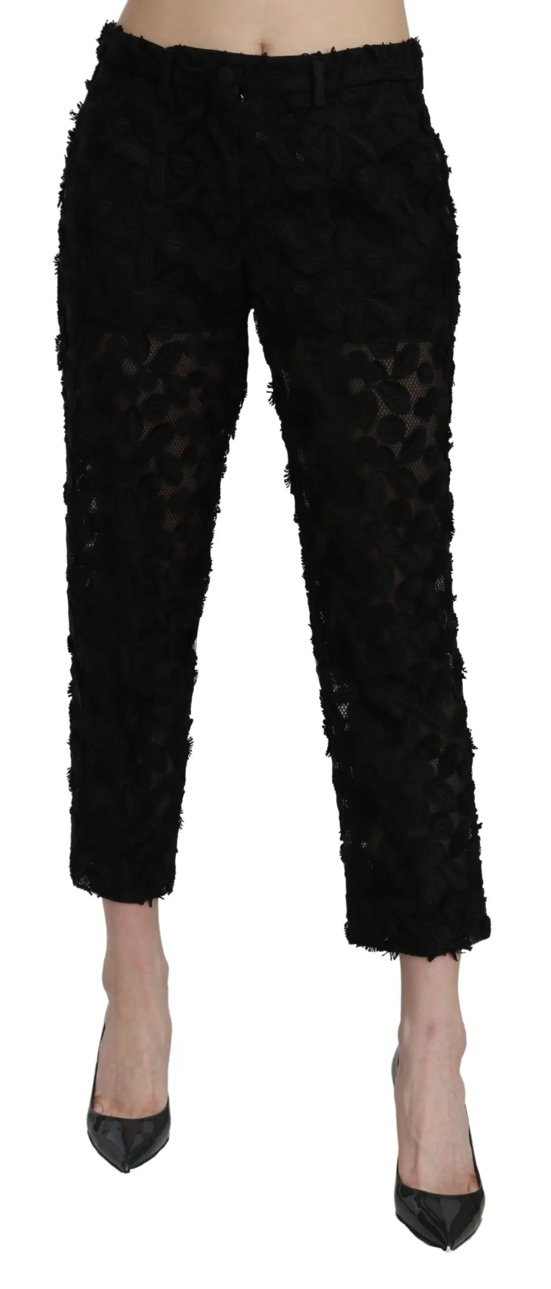 Dolce & Gabbana Women's Elegant Straight Cropped Lace Trousers
