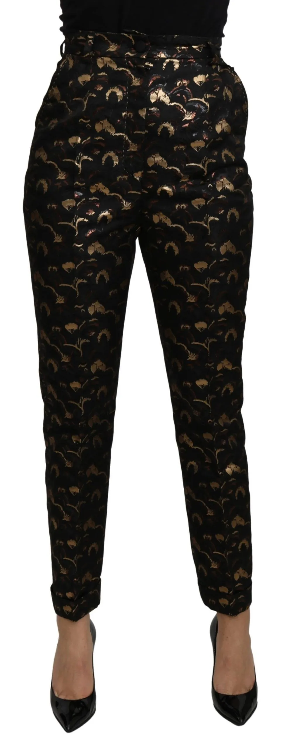 Dolce & Gabbana Women's Elegant High Waist Tapered Brocade Pants