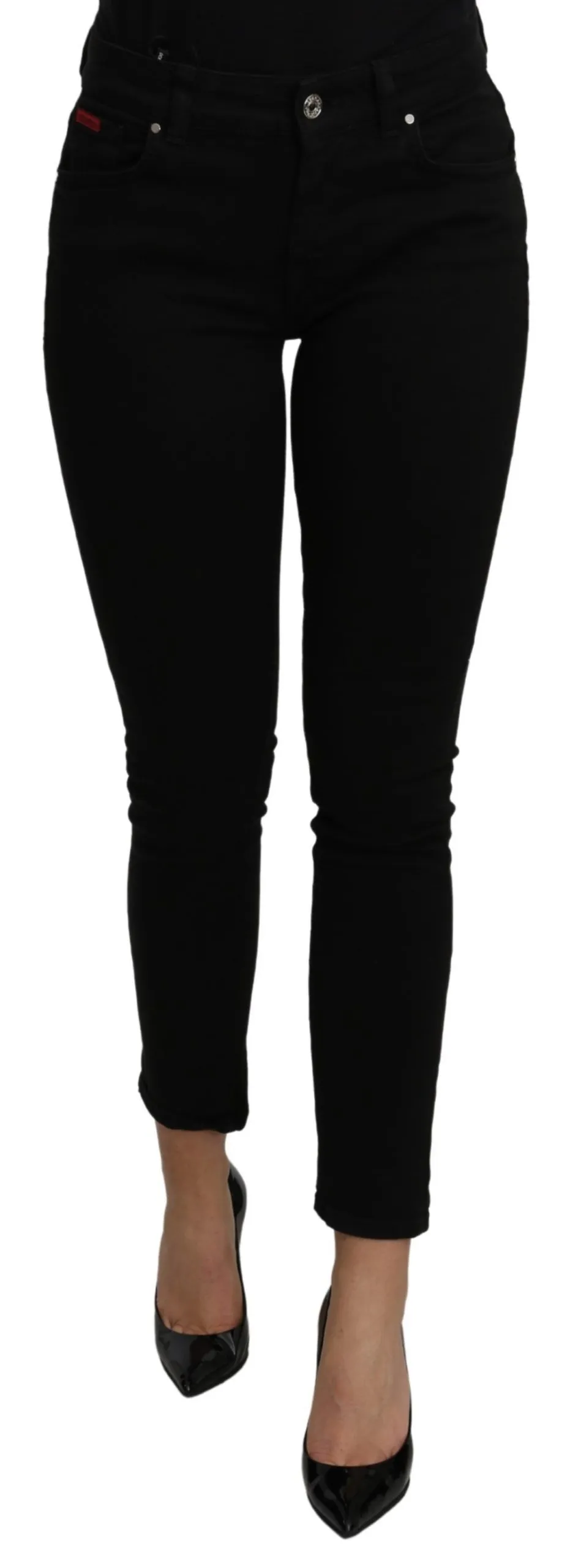 Dolce & Gabbana Women's Elegant Black Mid Waist Slim Denim Jeans