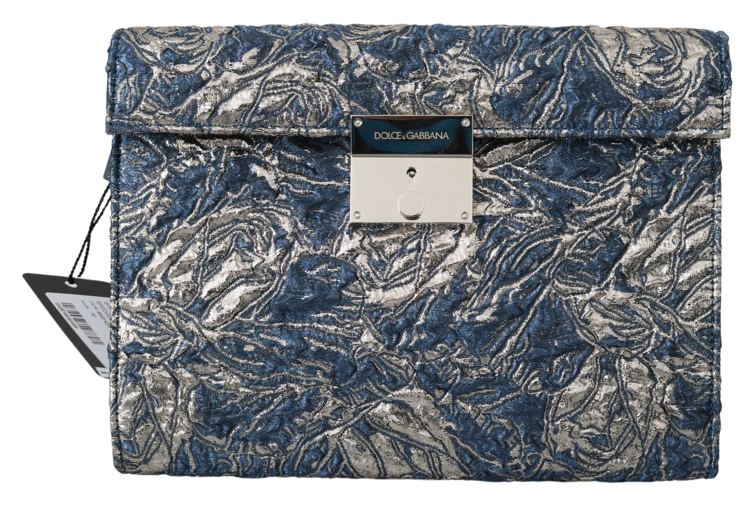 Dolce & Gabbana Men's Elegant Blue Croc-Print Briefcase Clutch
