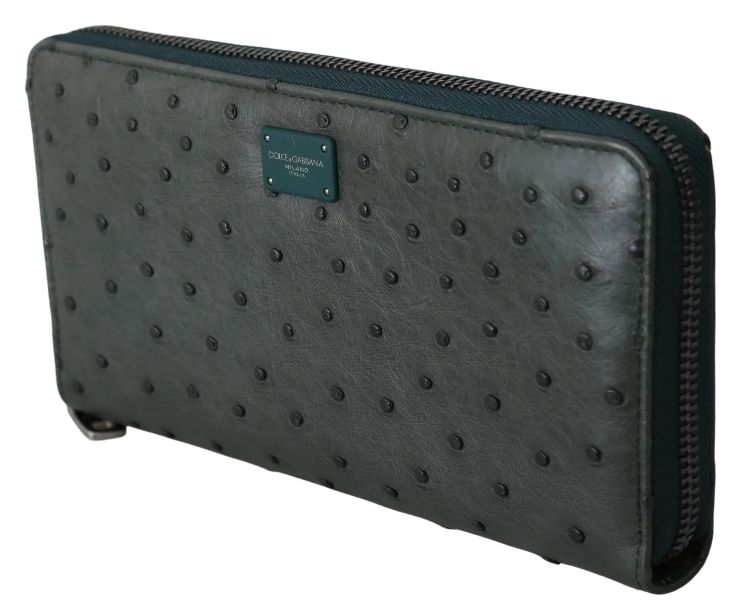 Dolce & Gabbana Men's Exquisite Green Ostrich Leather Continental Wallet
