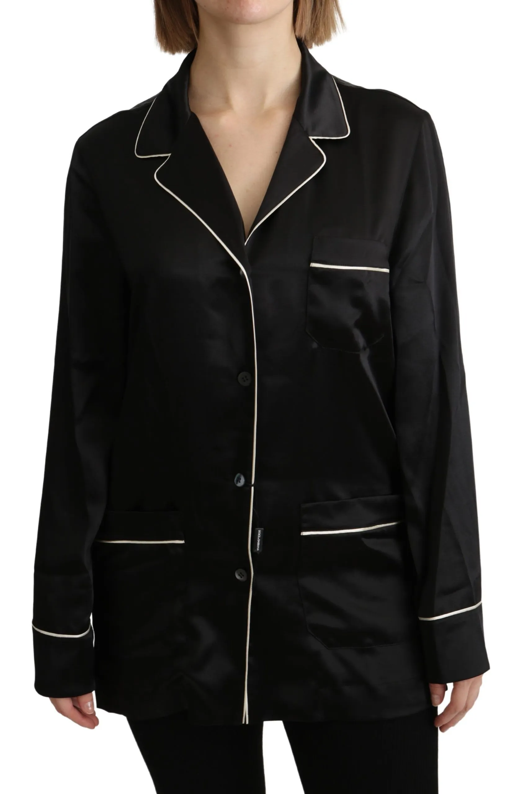 Dolce & Gabbana Women's Elegant Silk Black Button-Up Blouse
