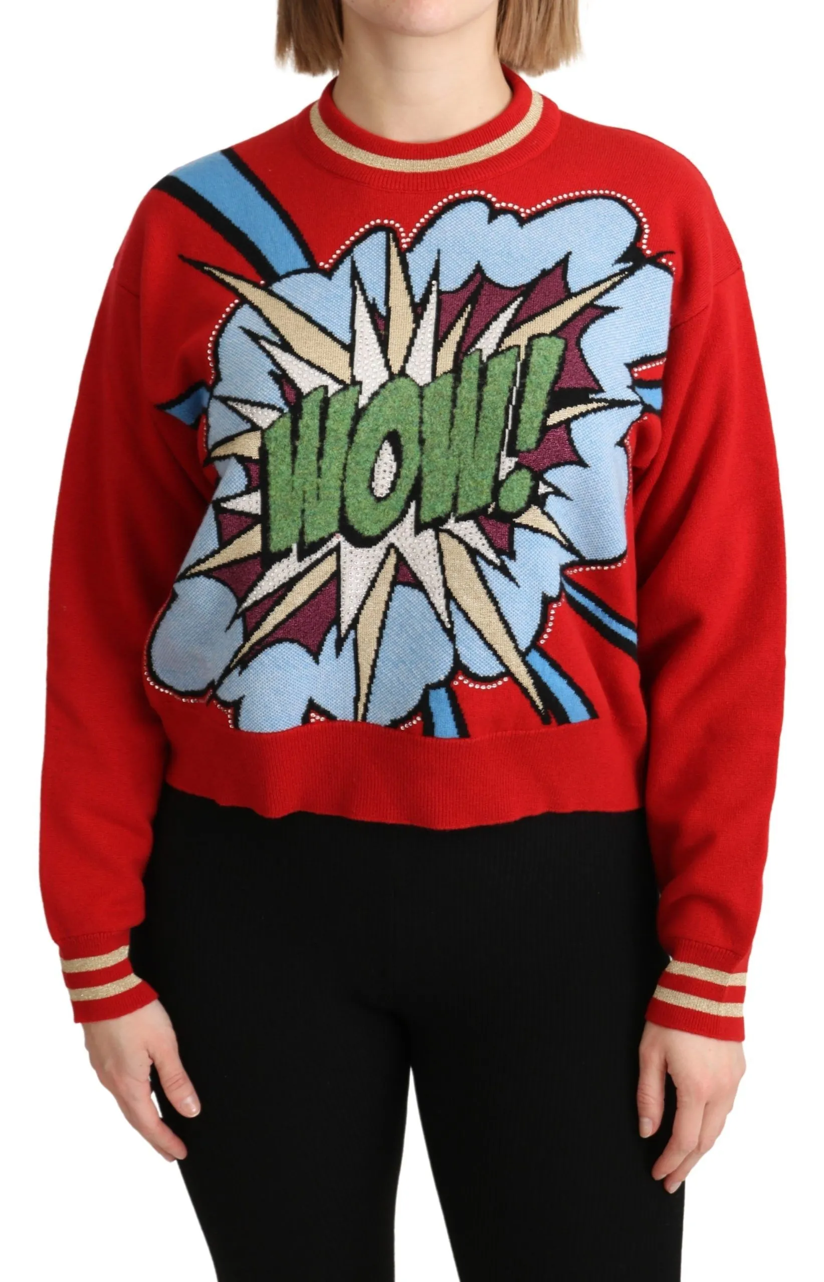 Dolce & Gabbana Women's Radiant Red Cartoon Motive Cashmere Sweater