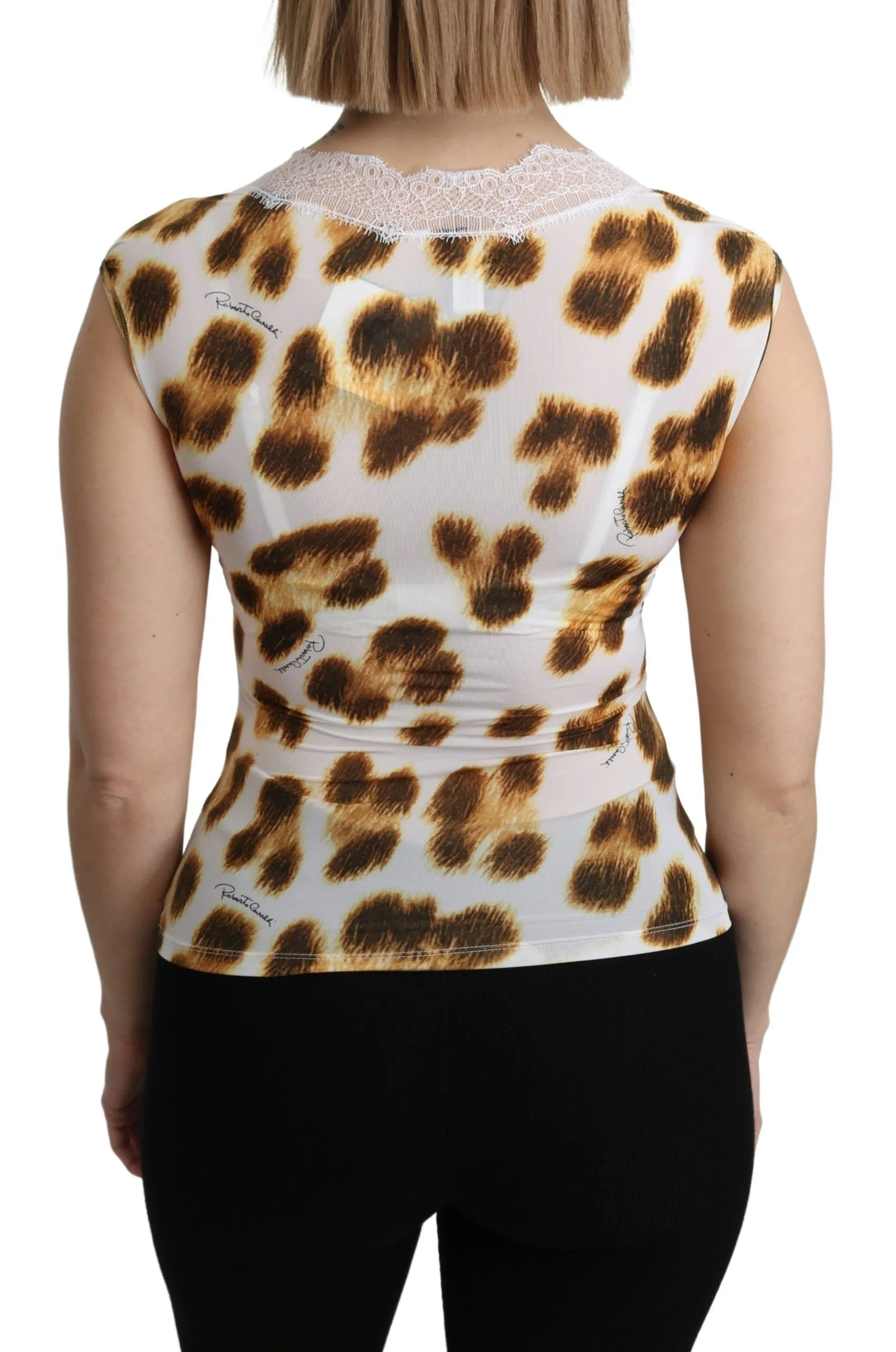 Roberto Cavalli Women's Chic Leopard Lingerie Blouse Top