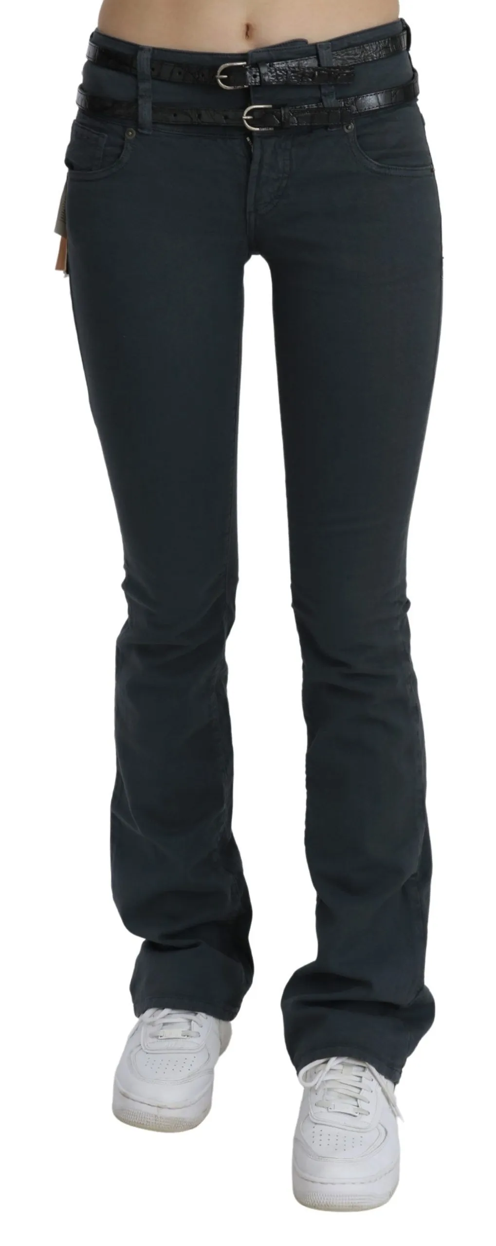 John Galliano Women's Chic Mid Waist Slim Flared Denim