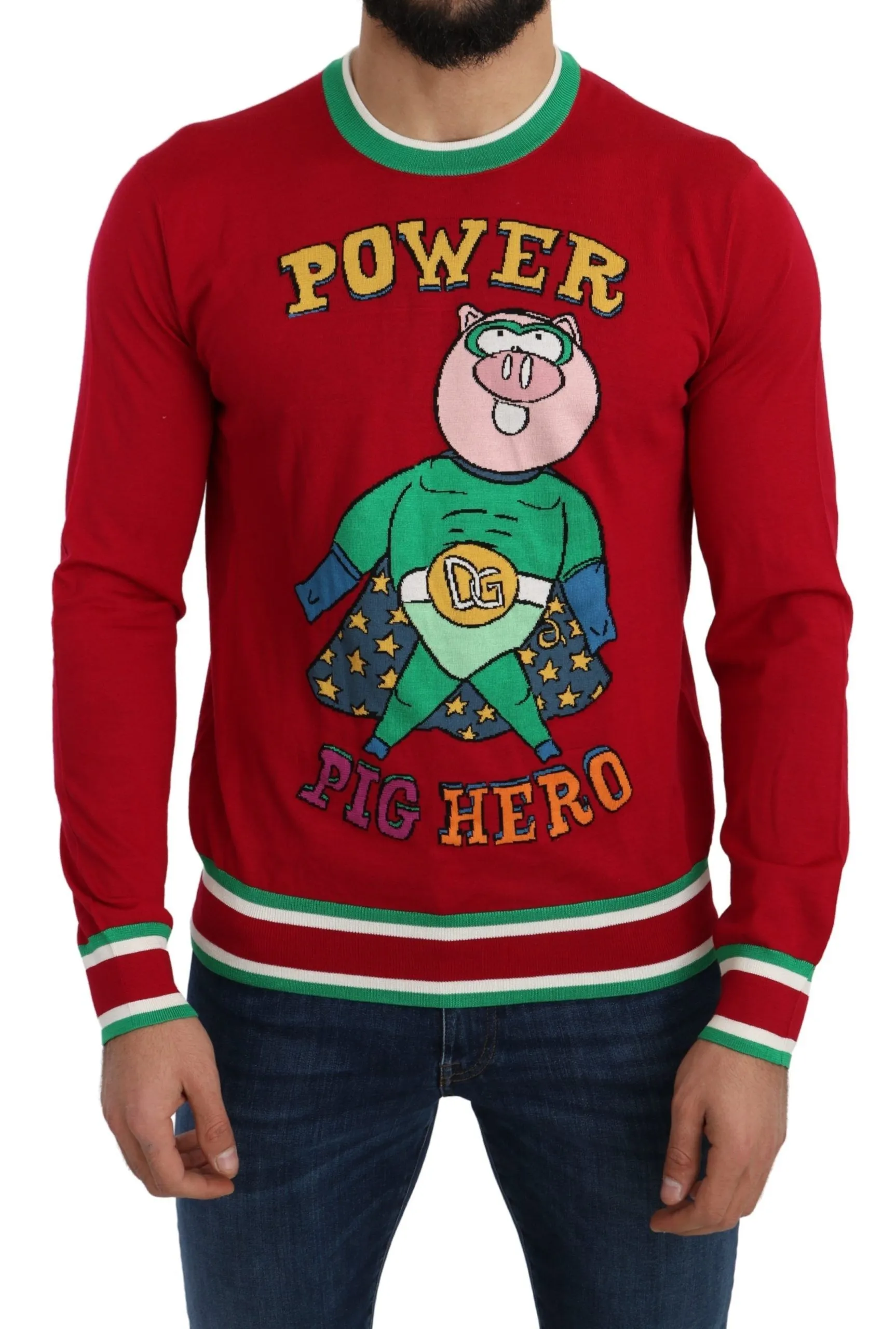 Dolce & Gabbana Men's Elegant Red Wool-Silk Crewneck Sweater