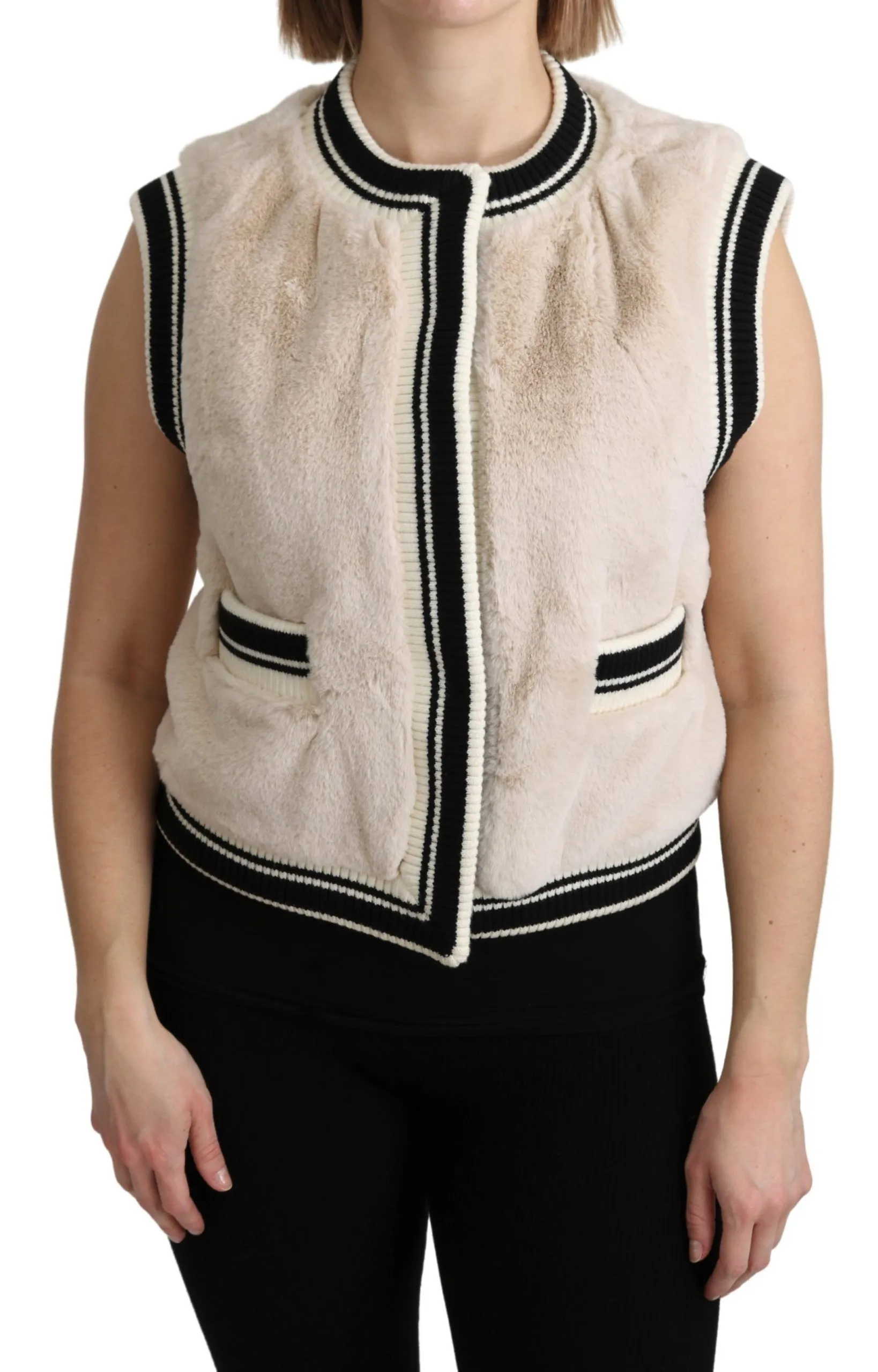 Dolce & Gabbana Women's Elegant Sleeveless Faux Fur Vest