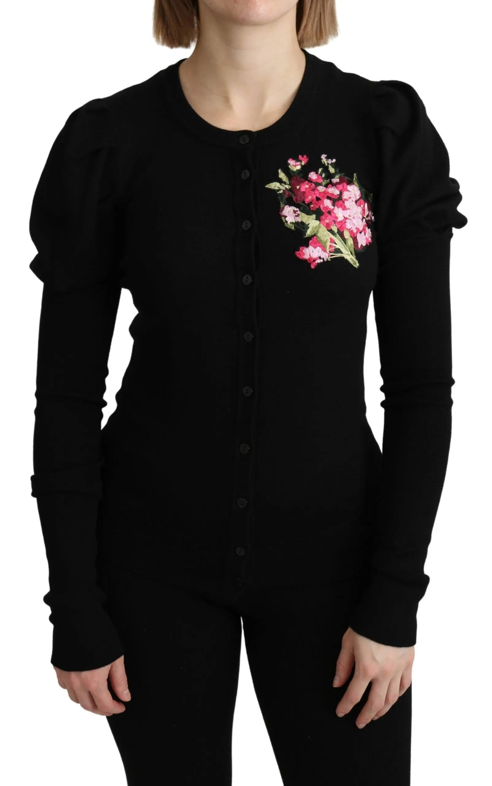 Dolce & Gabbana Women's Elegant Floral Embroidered Wool Cardigan